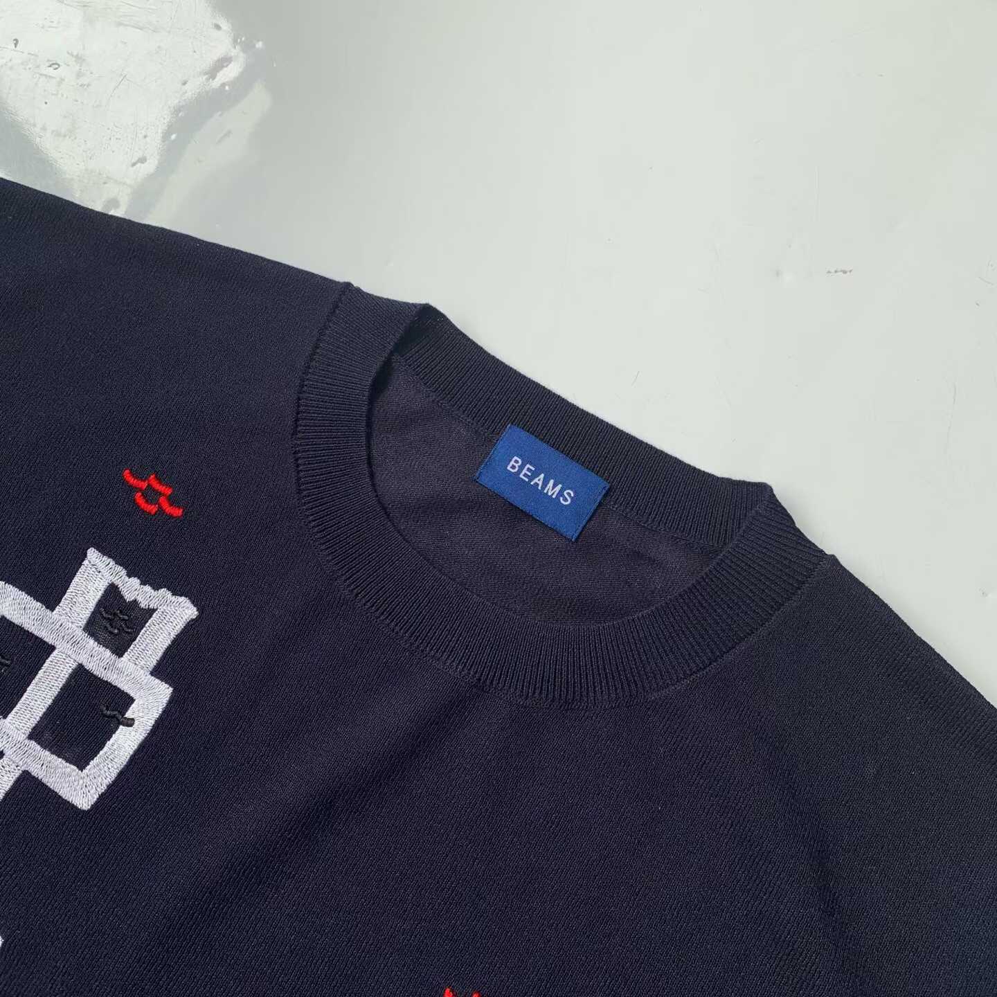 預訂 Beamsboy 手作感刺繡圖樣圓領針織衫[貨號26A51414]