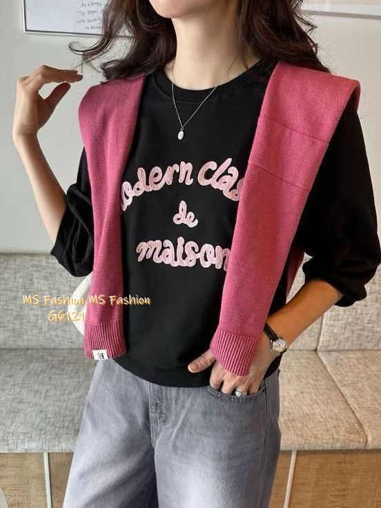 G6121 韓國🇰🇷扭繩字母中袖top