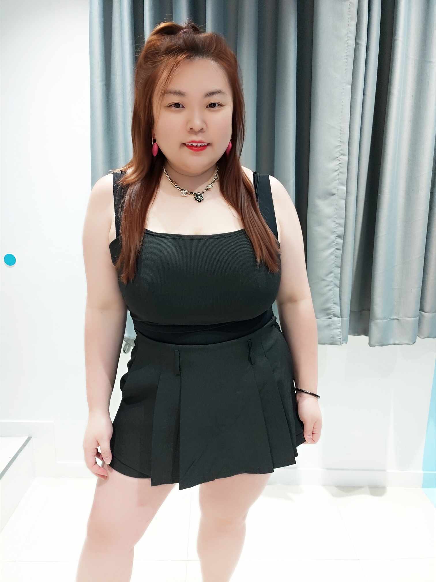 ENF12 不规则百褶前裙后裤设计裤裙 (腰围 26-34寸)