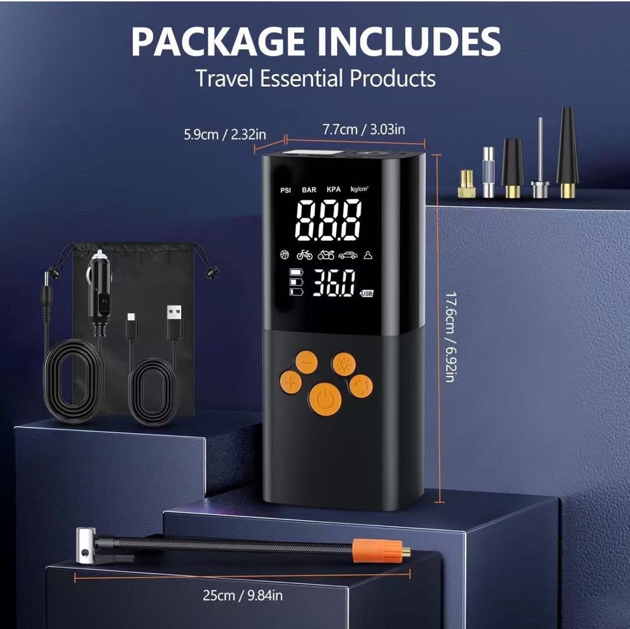 新款 智慧型 無線便攜式 180PSI 汽車輪胎充氣泵