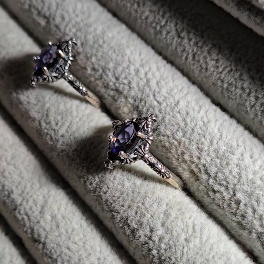 Iolite rings in adjustable sterling silver - JW35