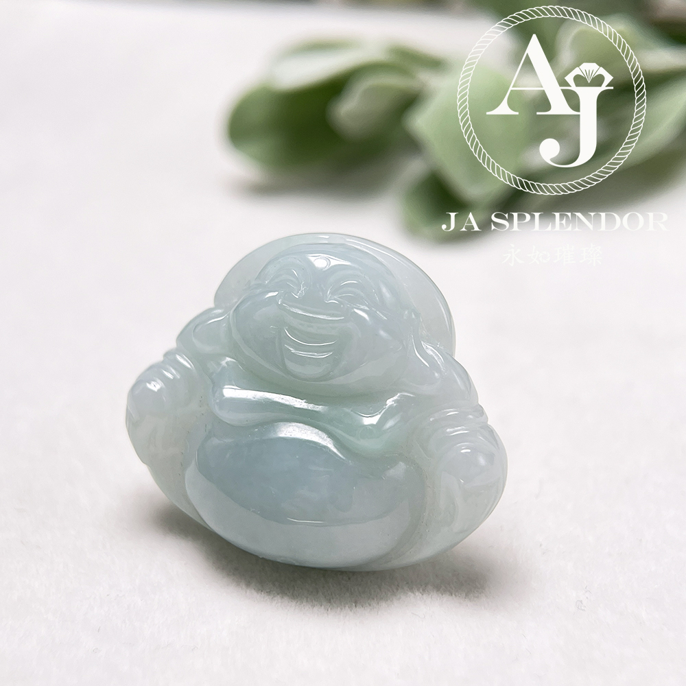 JN-1031 天然翡翠A玉 晴綠大肚笑佛吊墜