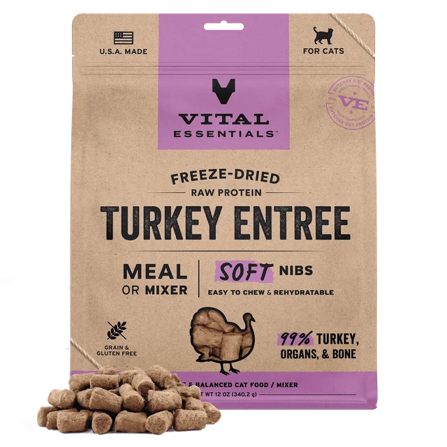 Vital Essentials 凍乾脫水生肉 貓主糧肉粒（火雞味）12 Oz