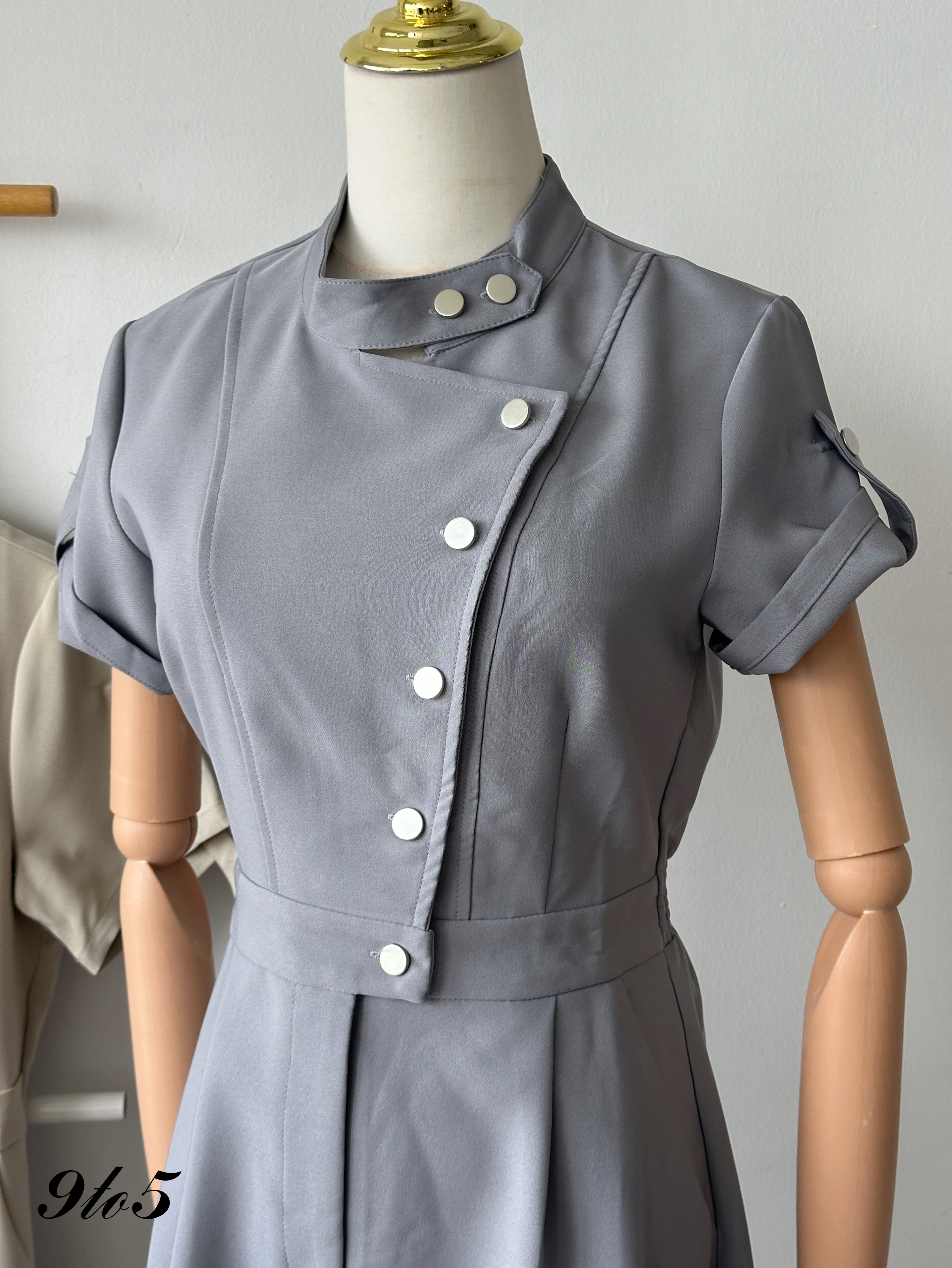D2364 Stand Collar Dress - 3 Colors 