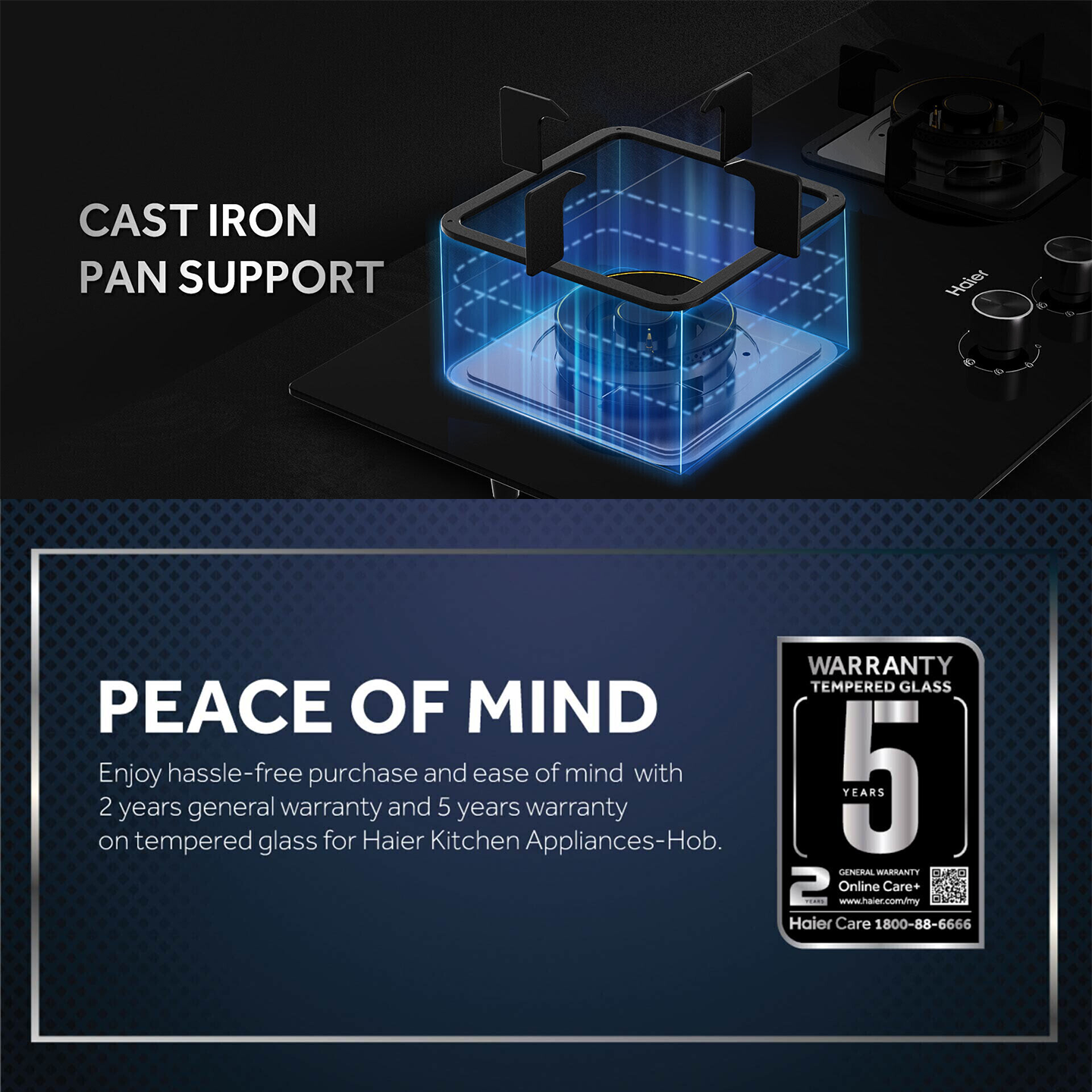 Haier 2-Burner Built-in Gas Hob (HC-Q572SGB)