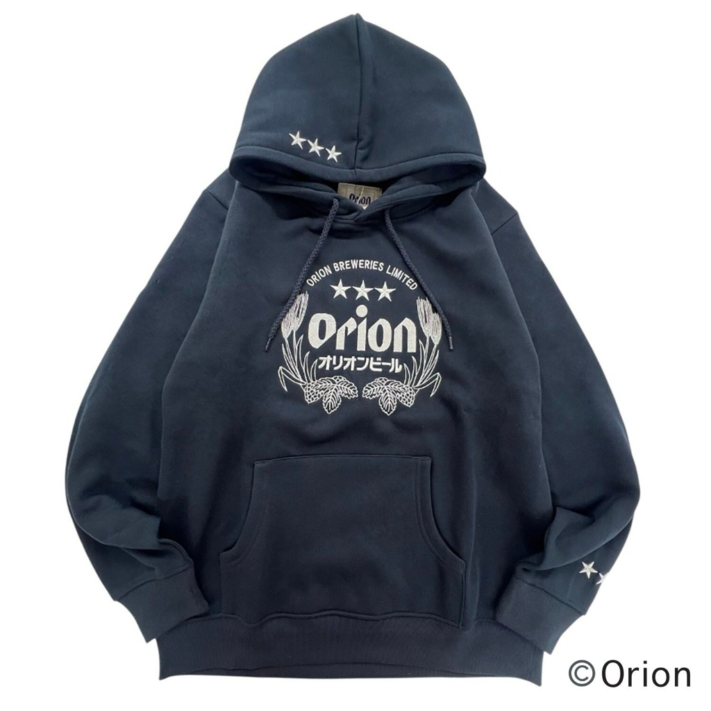 日版 沖縄 x Orion啤酒 有帽長袖衛衣-黑白LOGO(全1款)