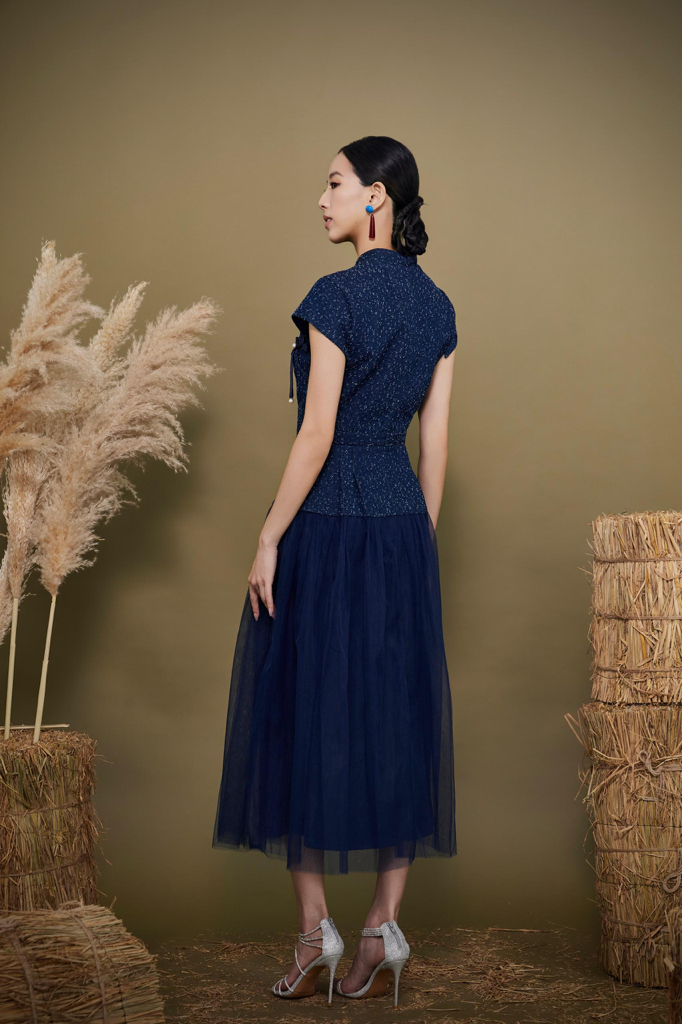 CD2160 Jacquard Tulle Qipao Dress