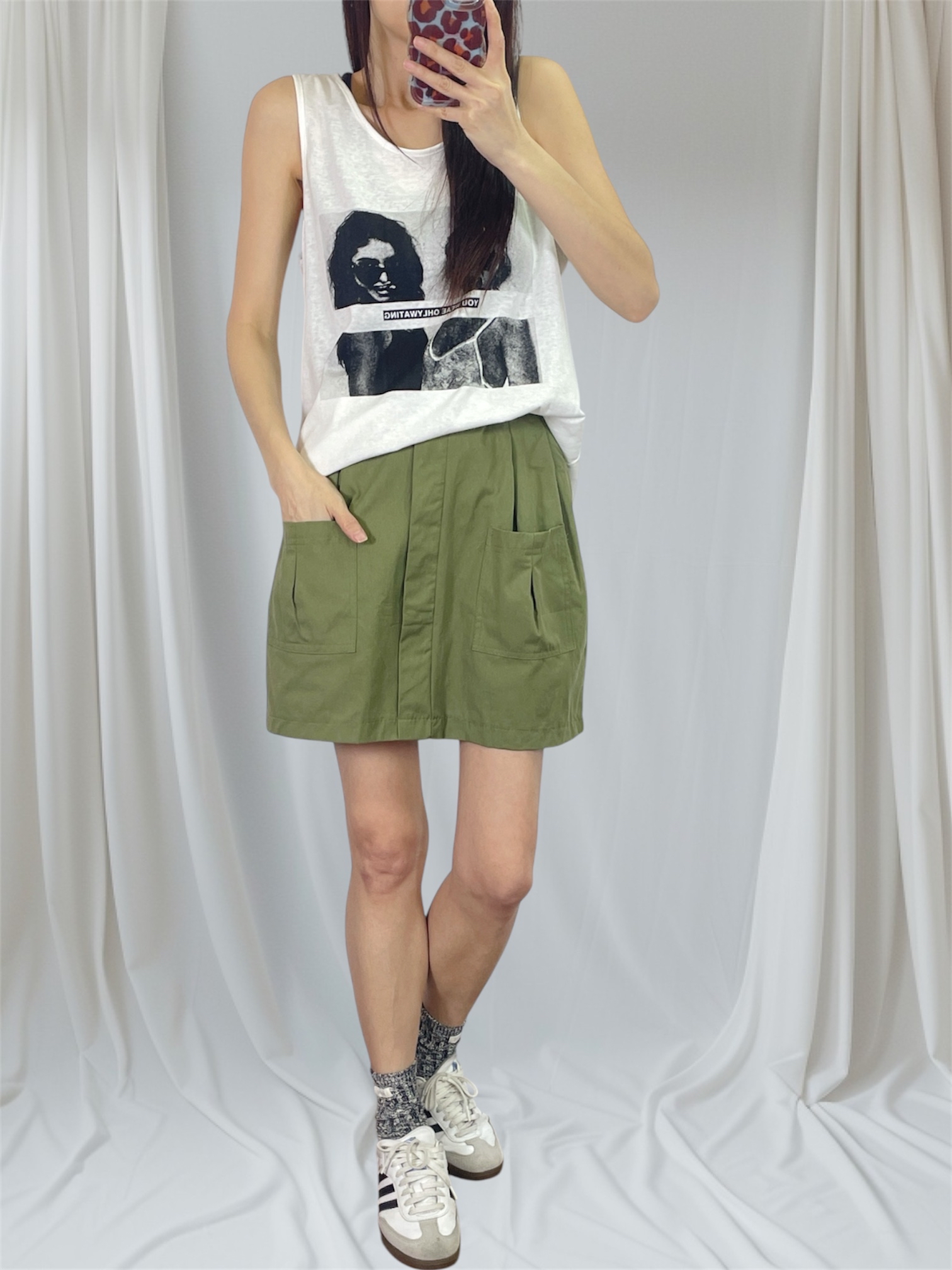 K5554 棉料圓領印花鬆身背心