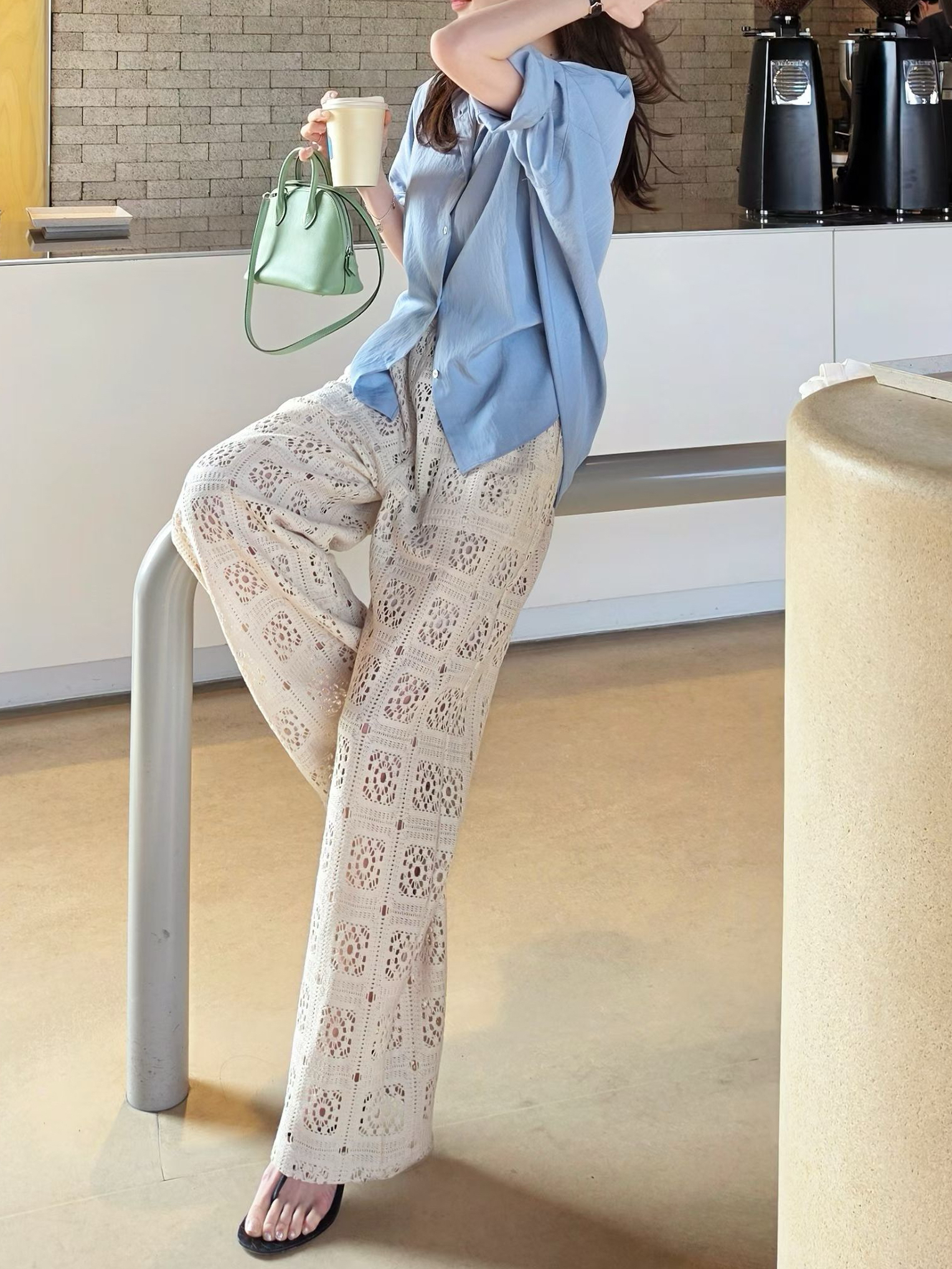 Crochet straight leisure pants 