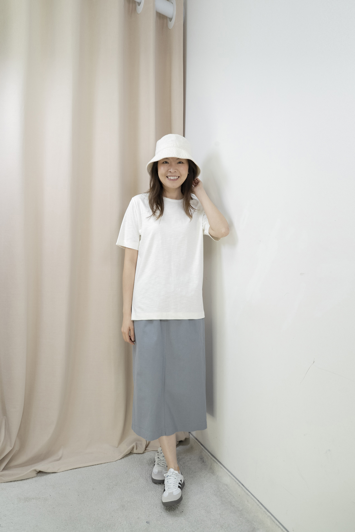 新色！棉質直筒全橡筋腰半身裙（3色）