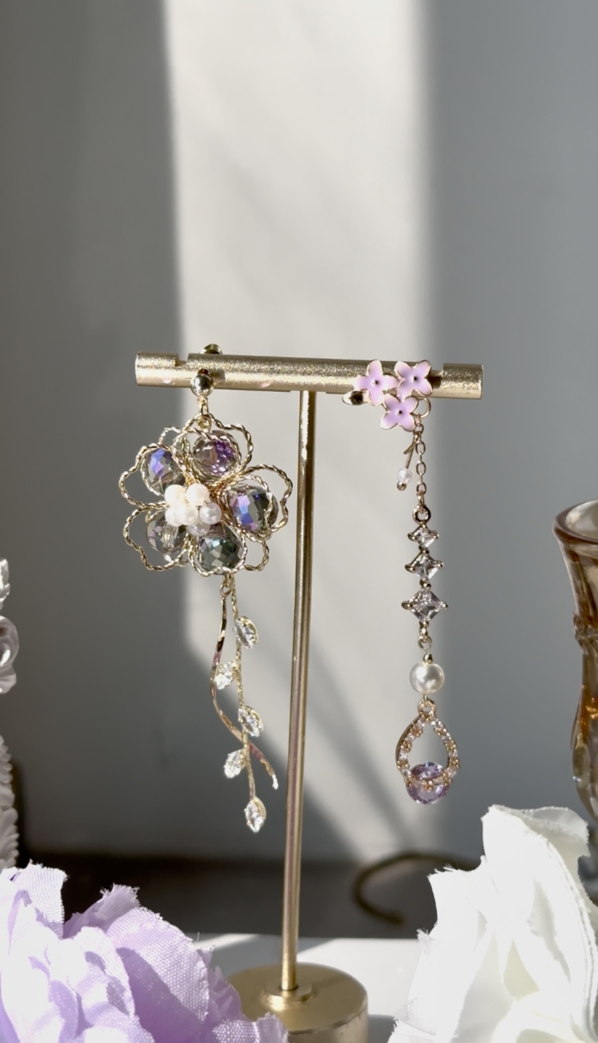 漸變紫水晶花耳環💜