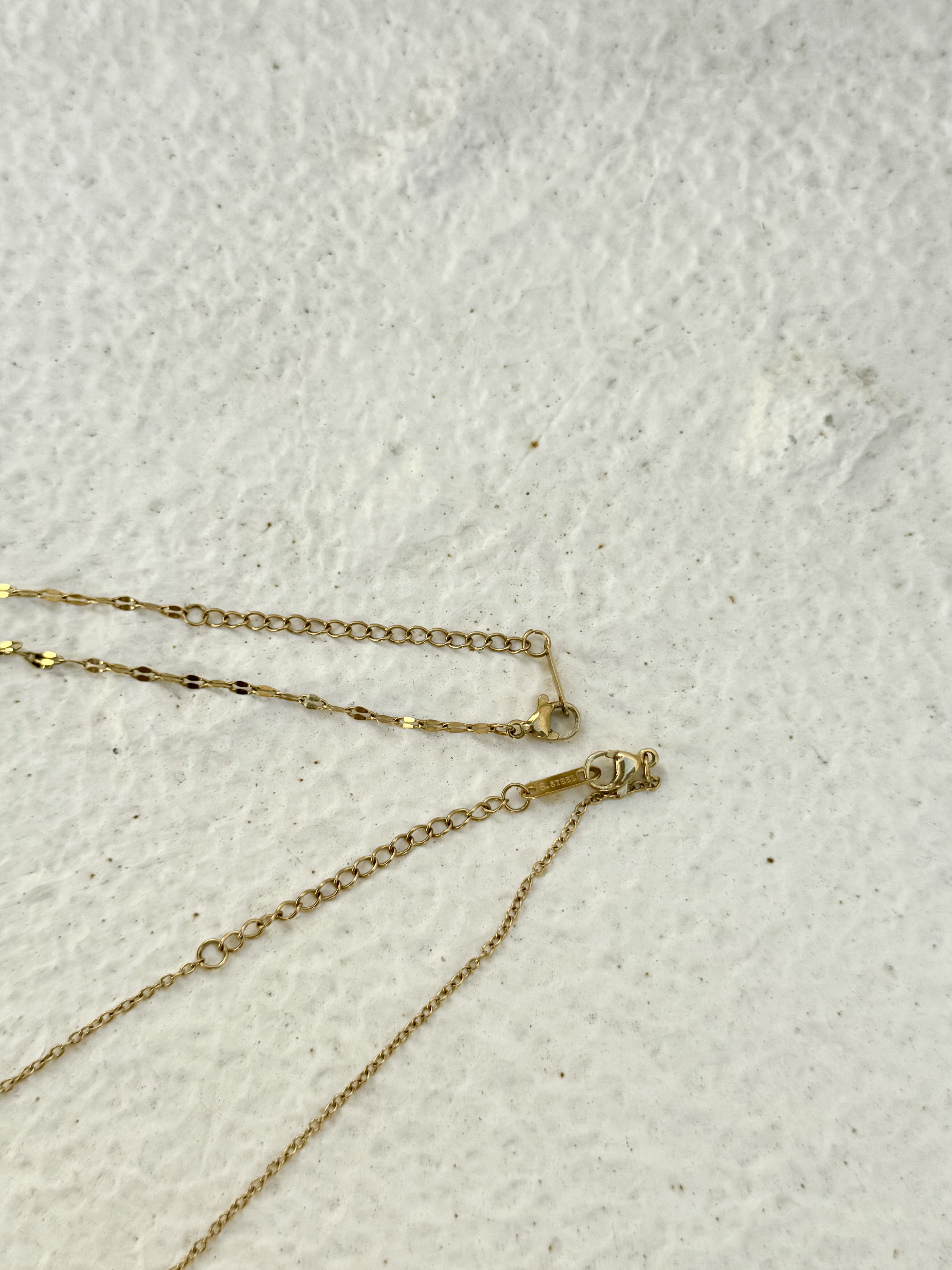 Gold flower set stainless necklace