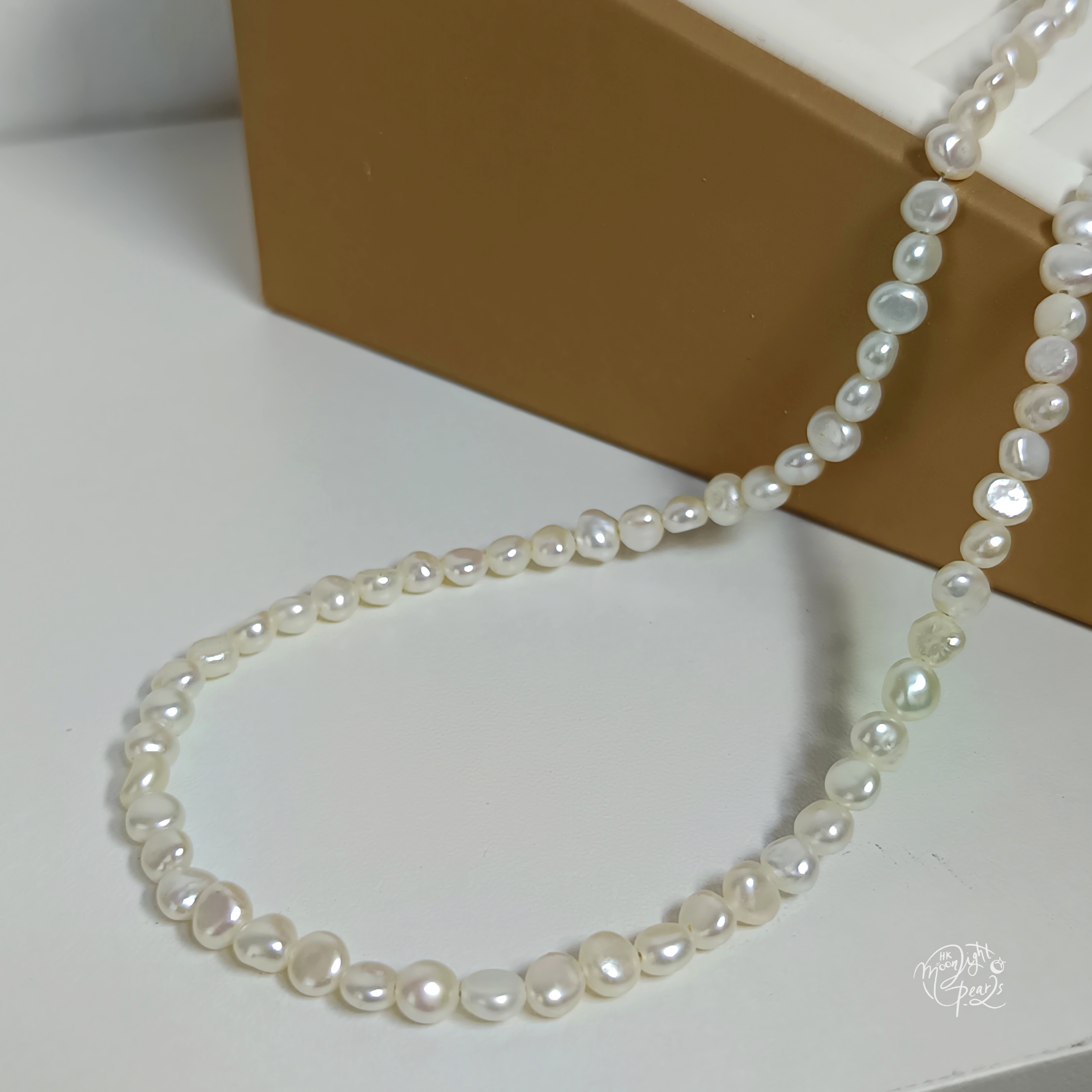 淡水巴洛克珍珠時尚注金尾鍊扣鎖骨項鍊