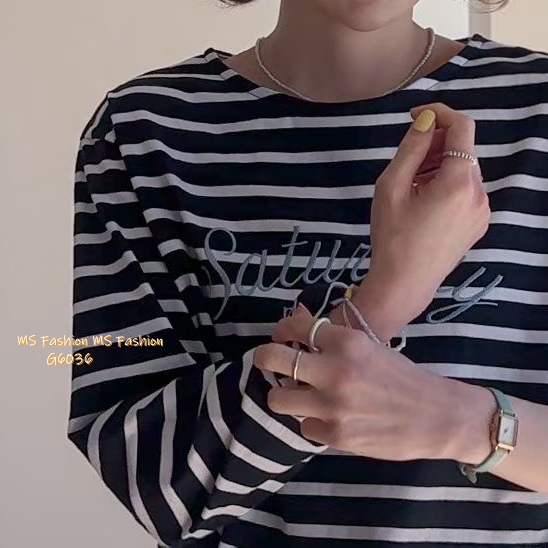 G6036 韓國🇰🇷刺繡字母橫間top