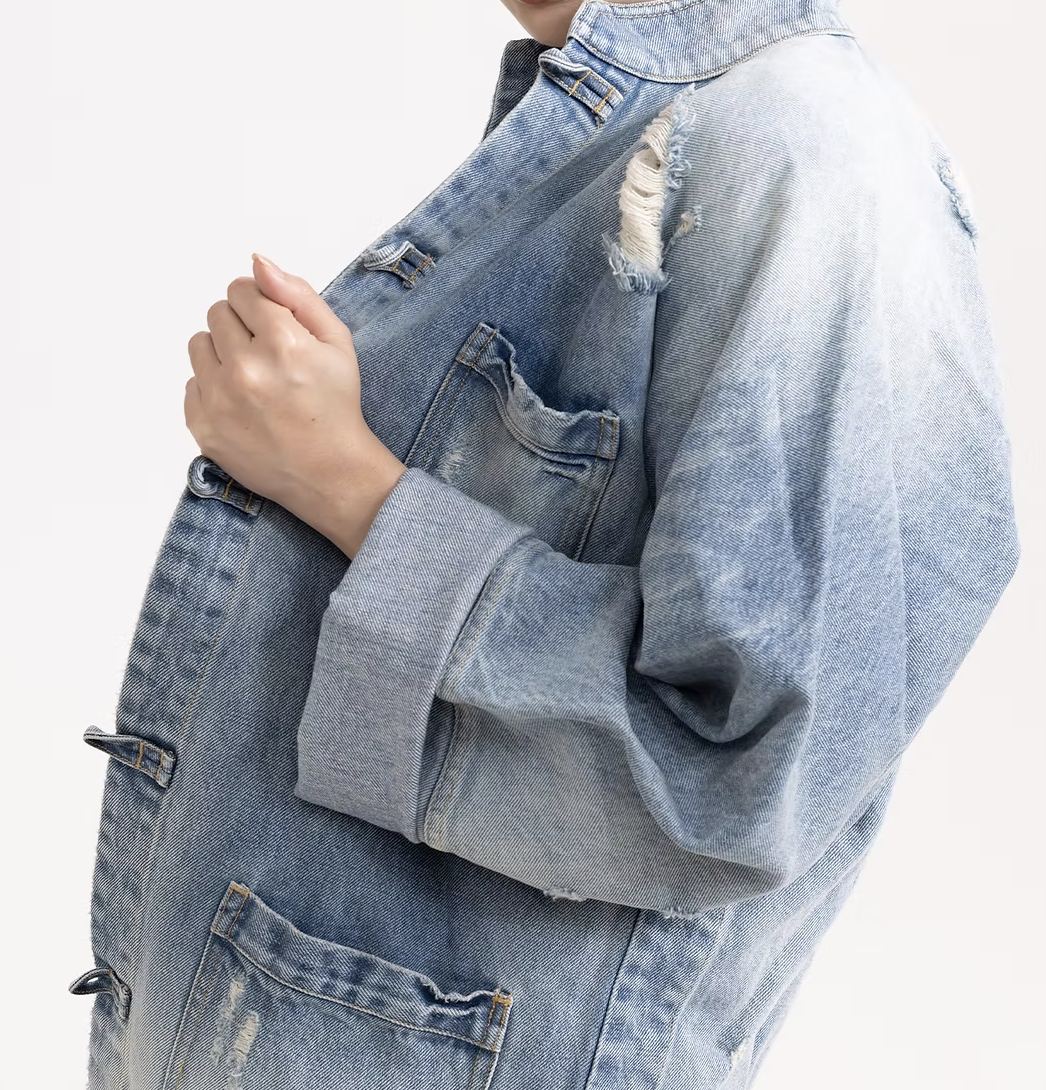 淺藍仿古牛仔唐裝外套