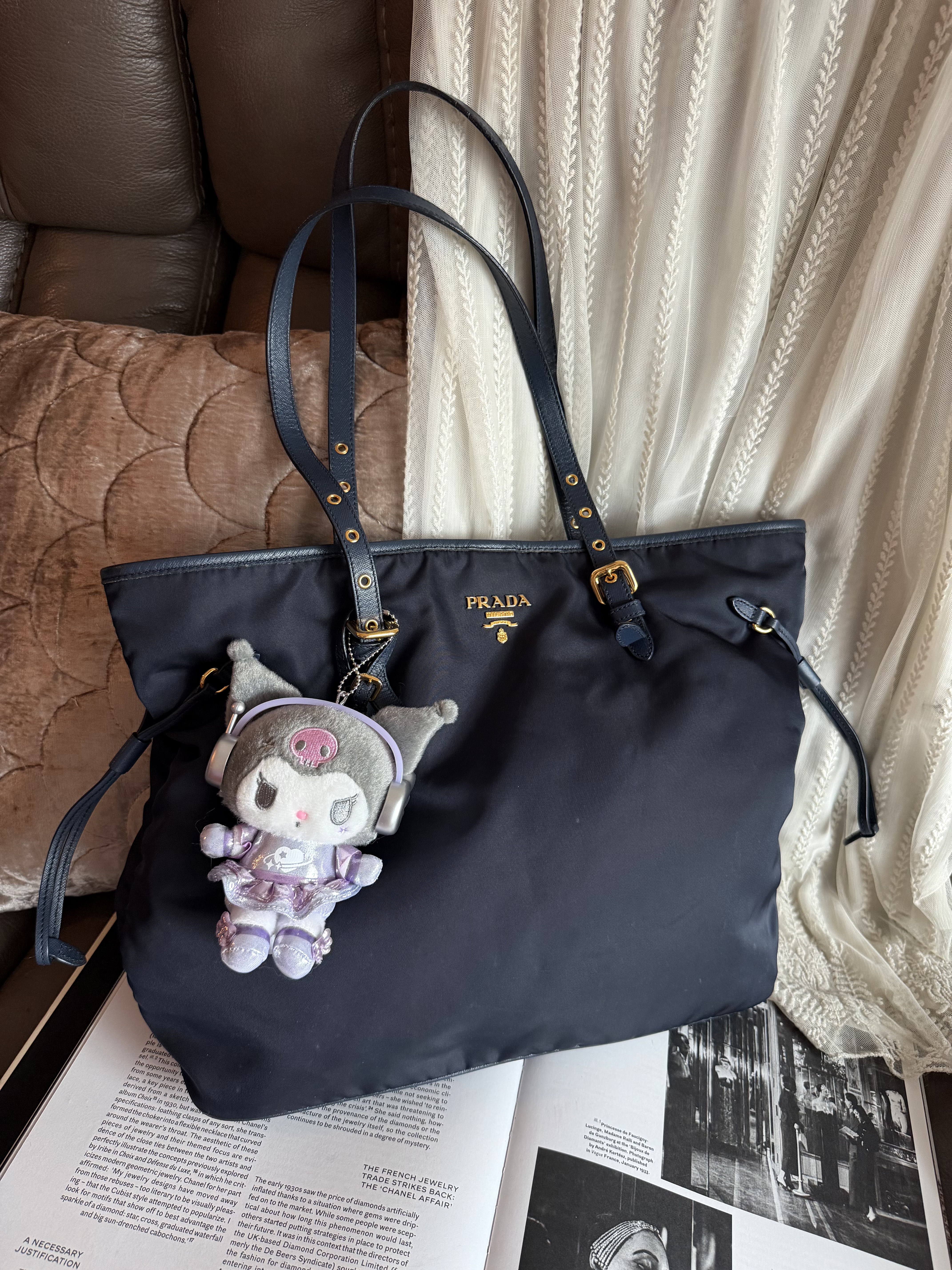 prada re nylon deep navy blue neverfull shoulder bag 