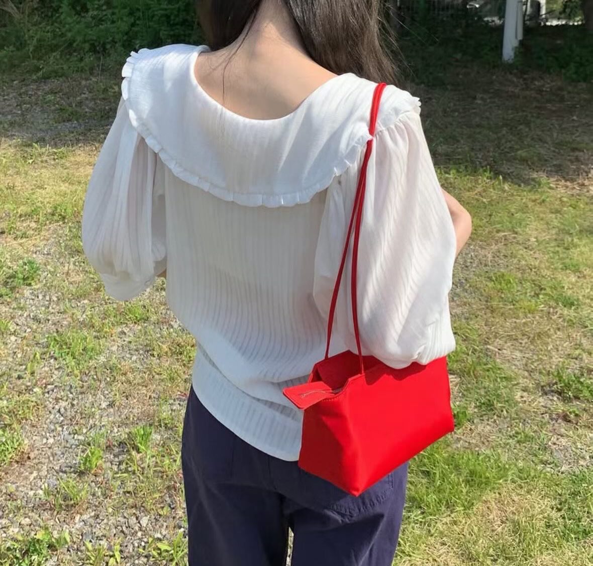 雙細繩霧面尼龍立體小方包