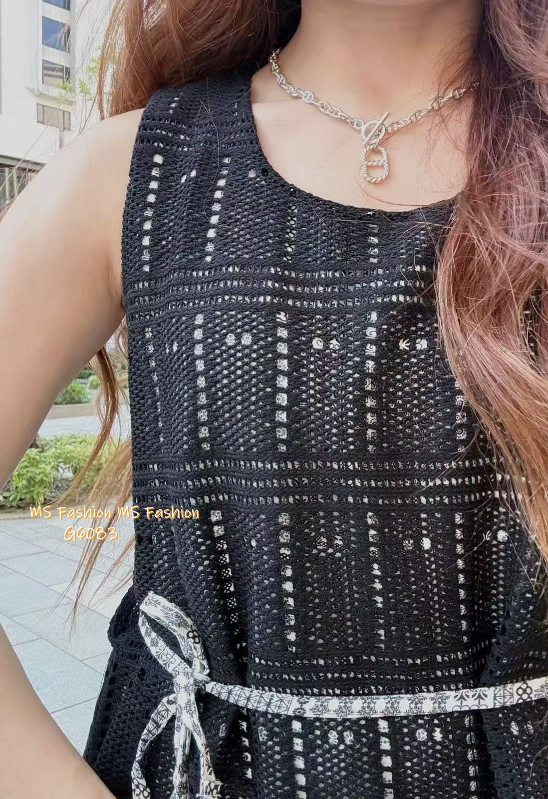 G6083 韓國🇰🇷通花背心連身裙