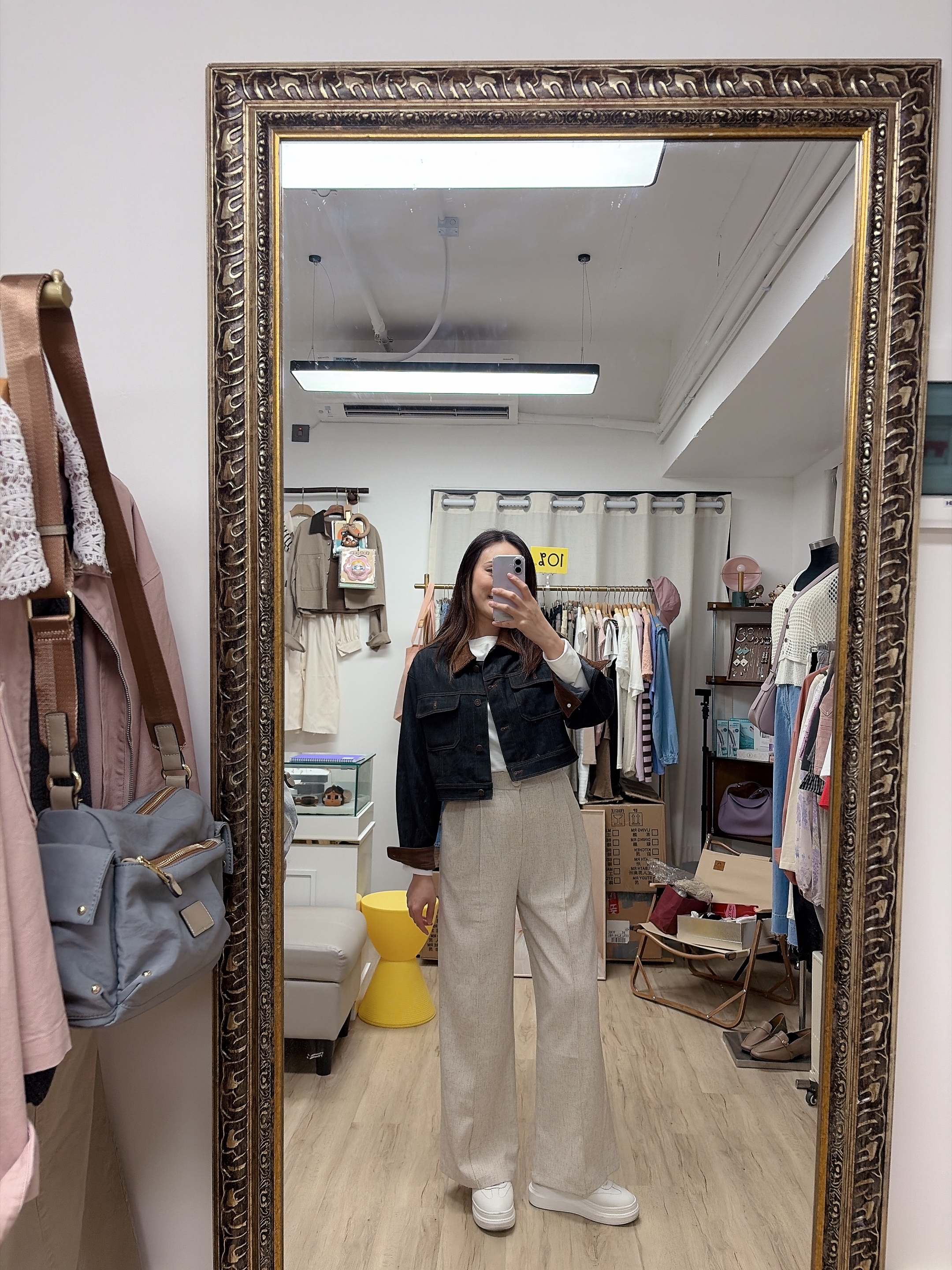 拼色拼布牛仔褸 