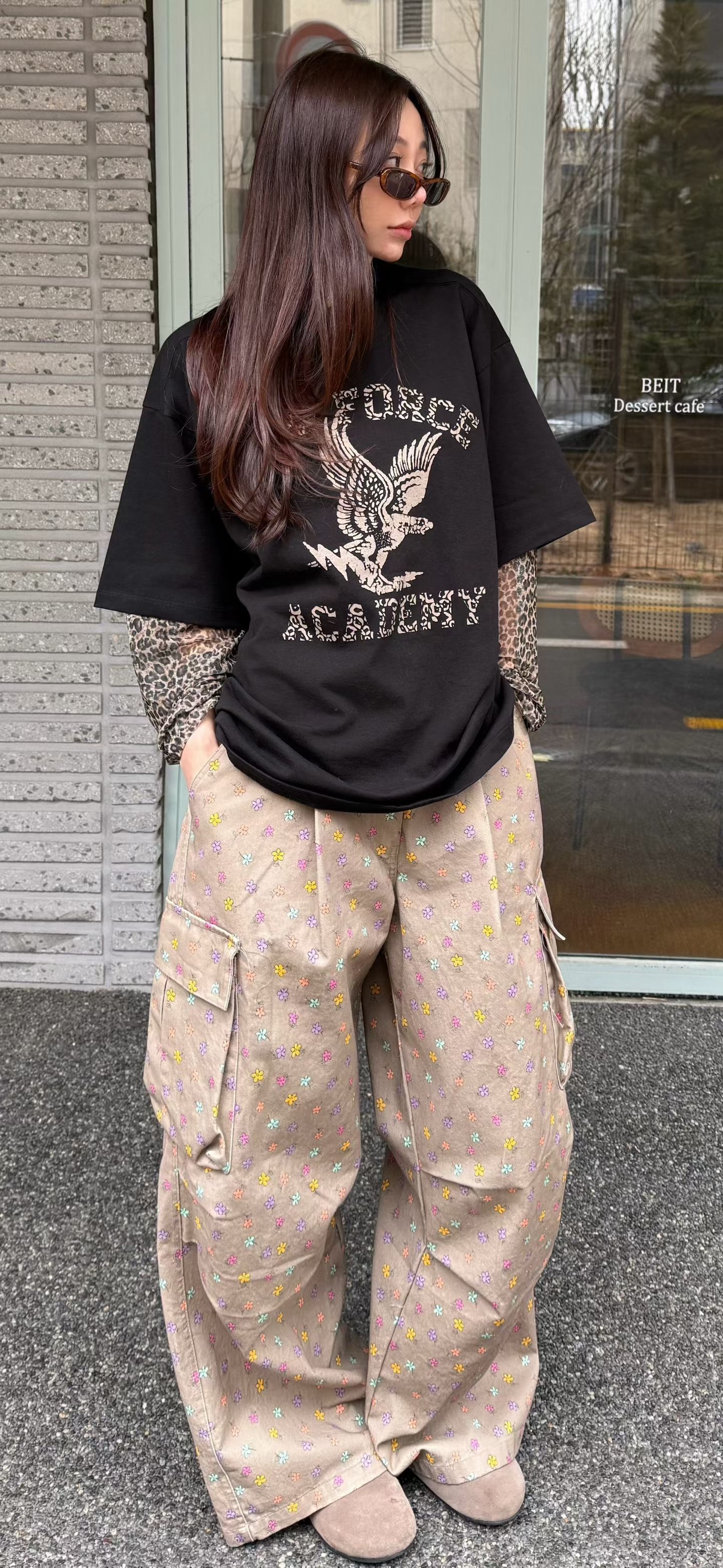 假2 件豹紋袖Tee