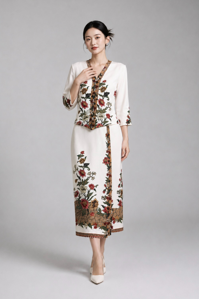 13103 Heritage Floral Kebaya Maxi Dress