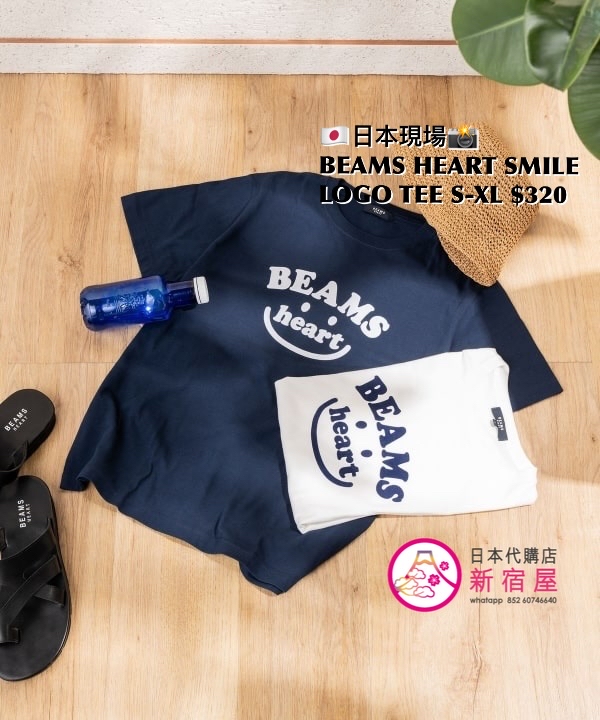 BEAMS HEART SMILE LOGO T-SHIRT