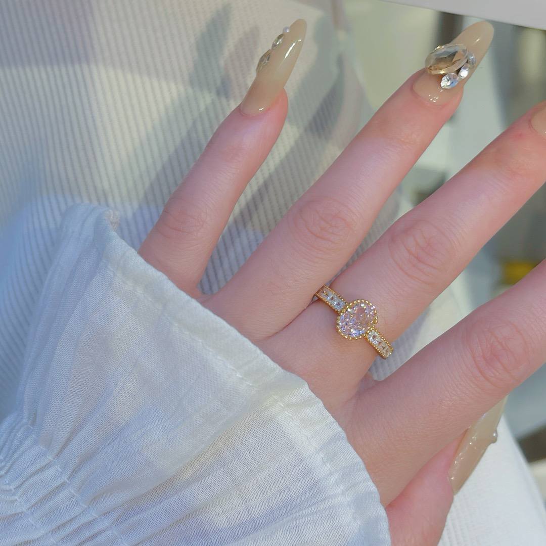 🆕轻奢粉钻椭圆戒指 🇨🇳