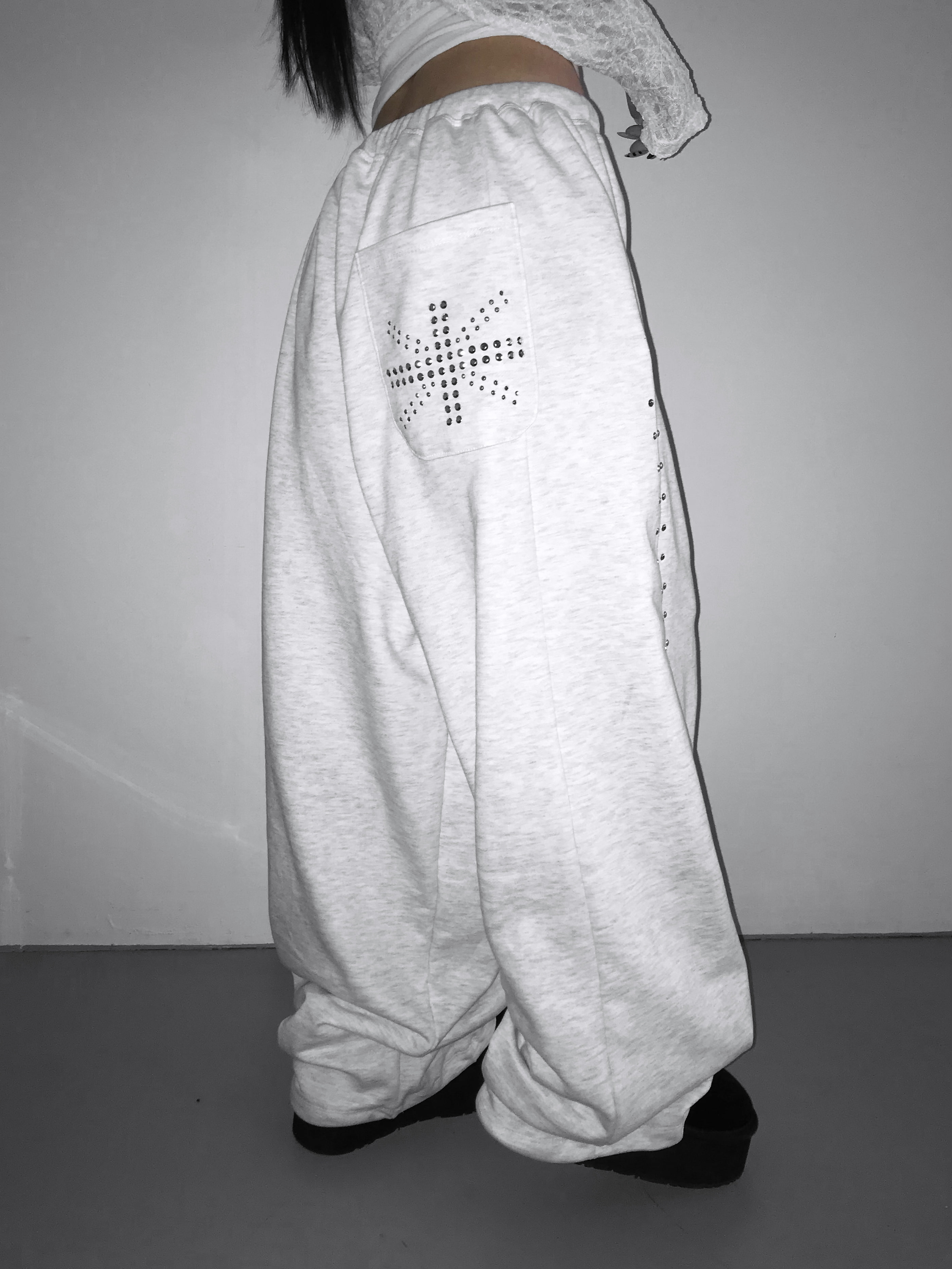 Studded Wide-Leg Sweatpants