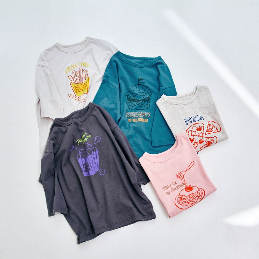 🆕【⭐訂購⭐】  🇯🇵日本直送 🌀輕鬆插圖風格 七分袖Tee(一套5件) 🌀 [PLBA-0026][260303]