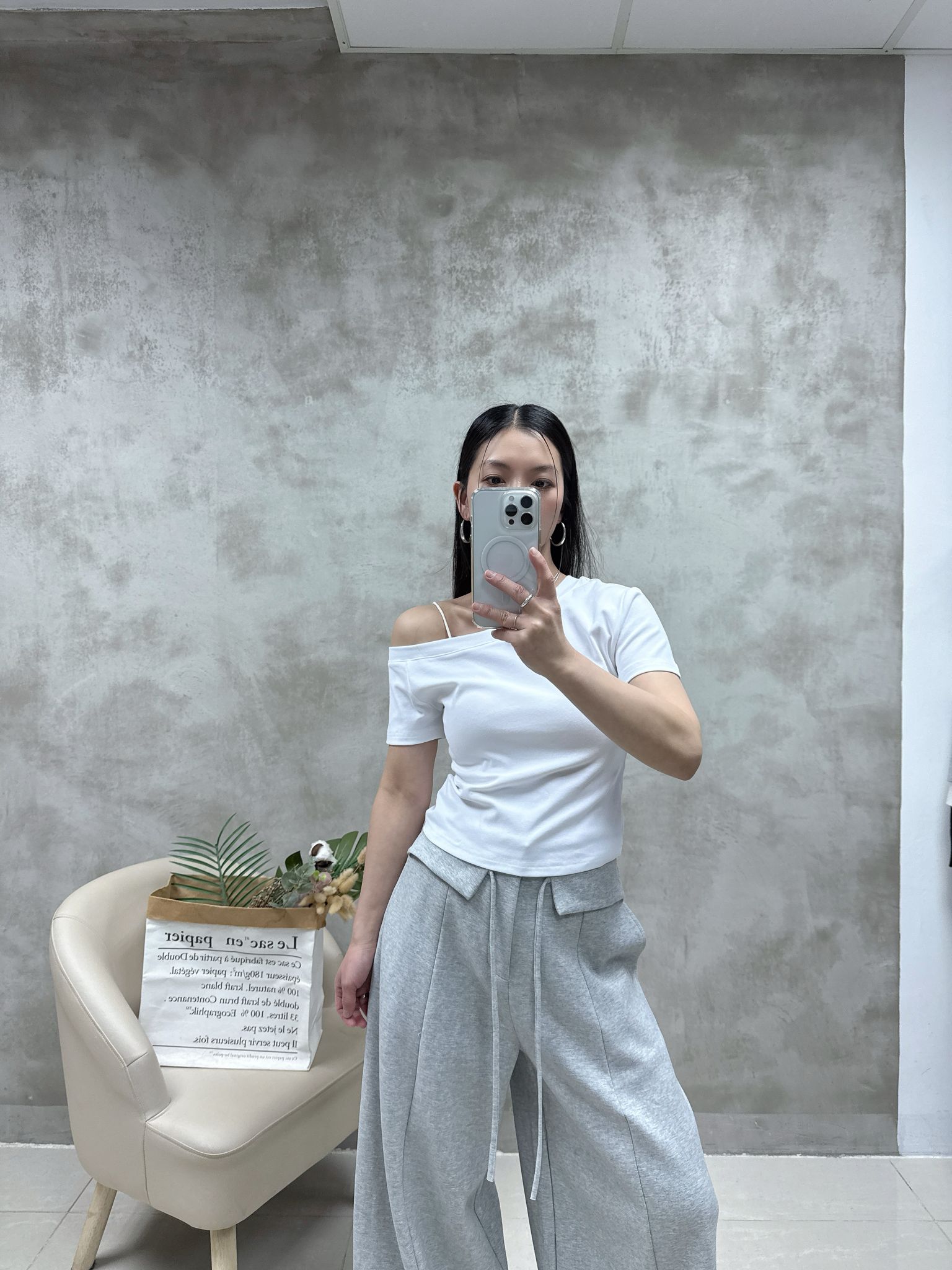 A11 單邊露膊棉質Top