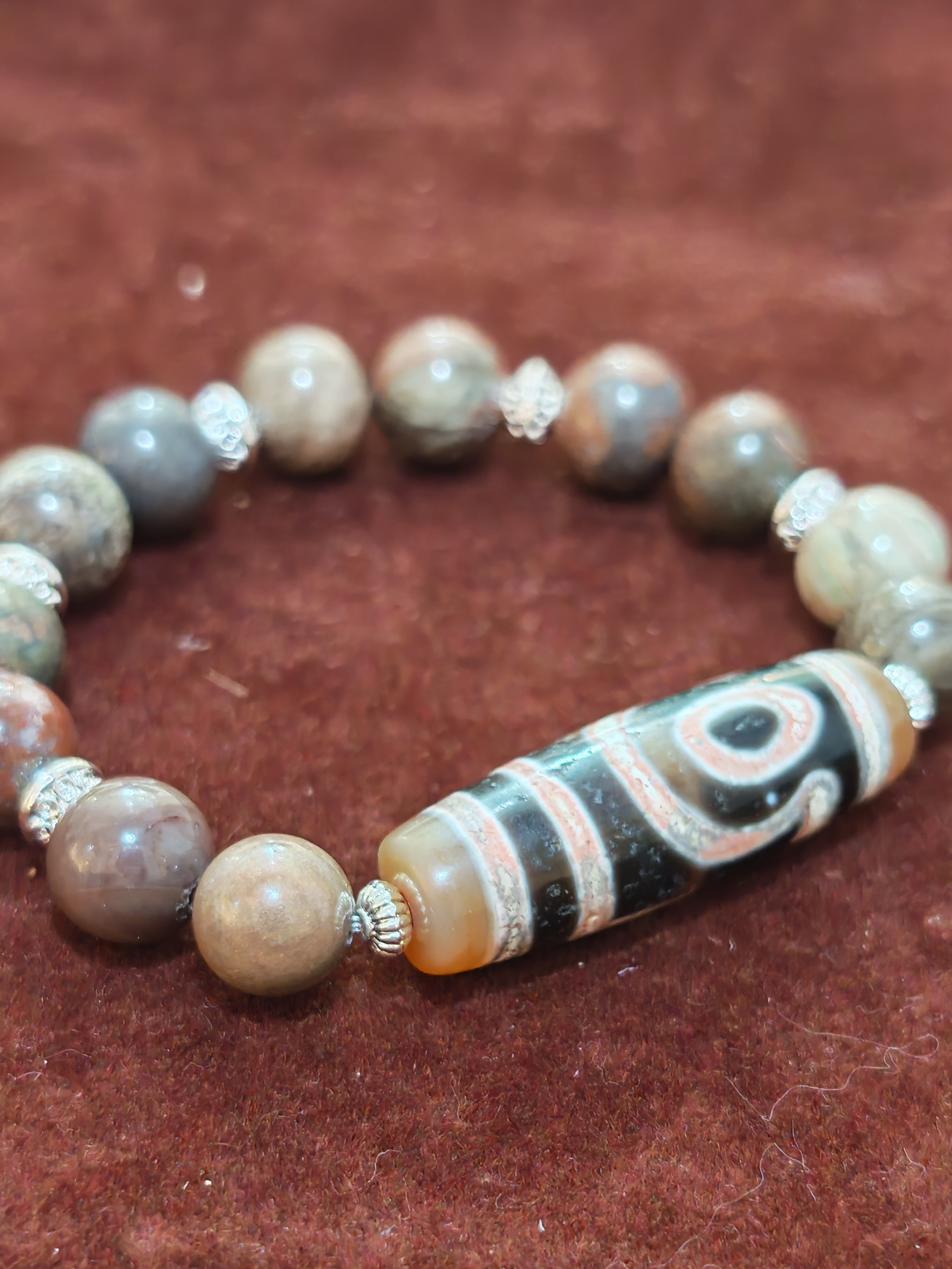 「朱砂二眼天珠」26043