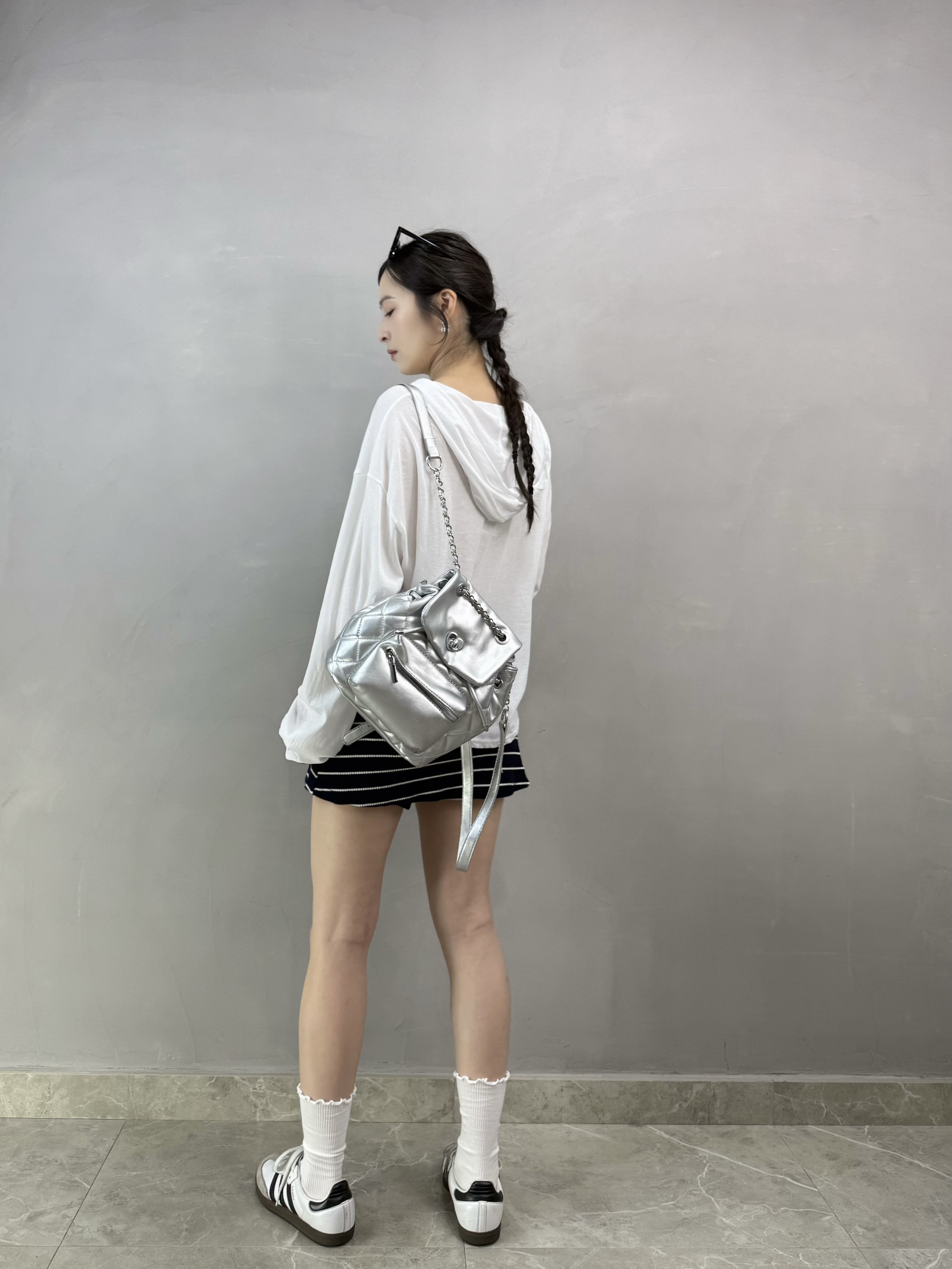 A15 有帽Tee+橫間裙褲Set