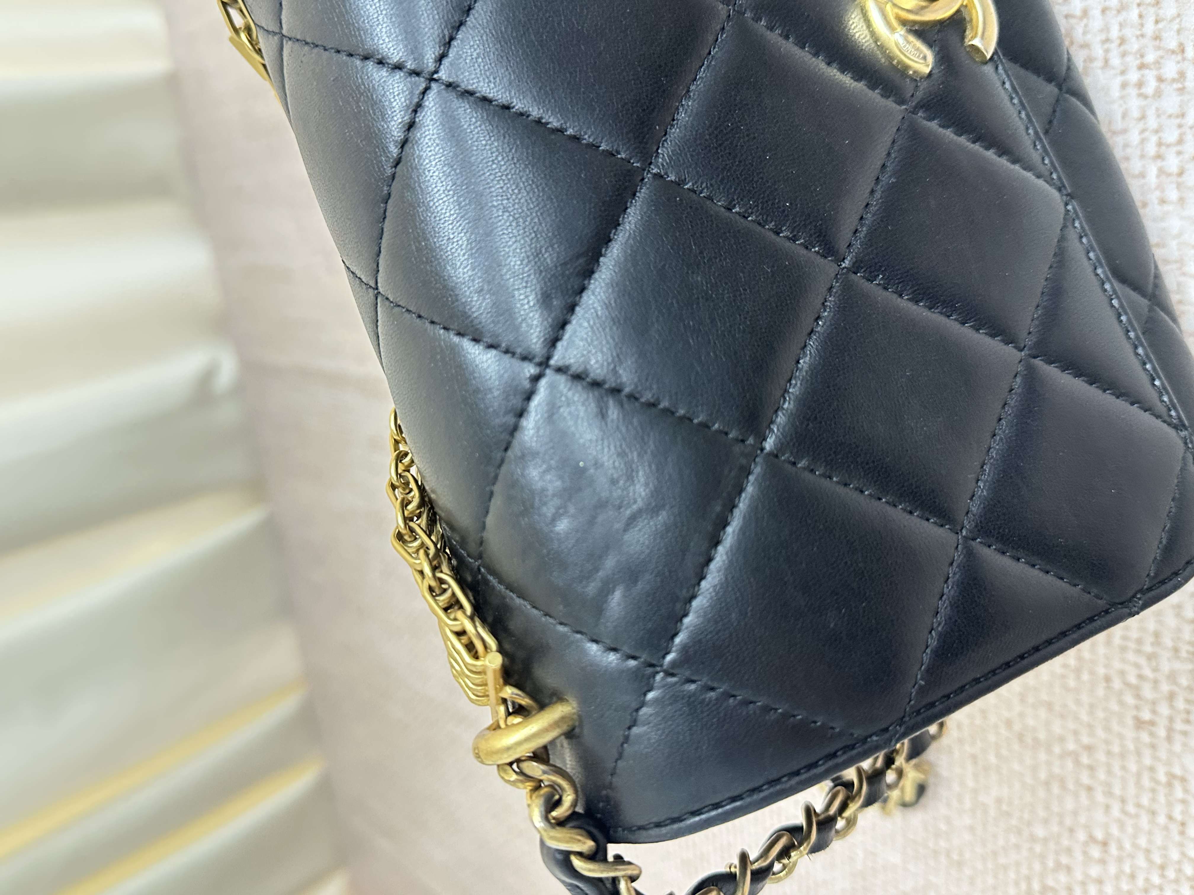 Pre-owned Chanel Crystal Logo Letters Chain Handle Flap Bag/ Product Code: 26041613