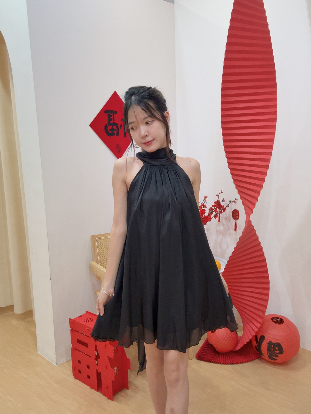 【风菱纱】挂脖仙纱连身裙 R2942