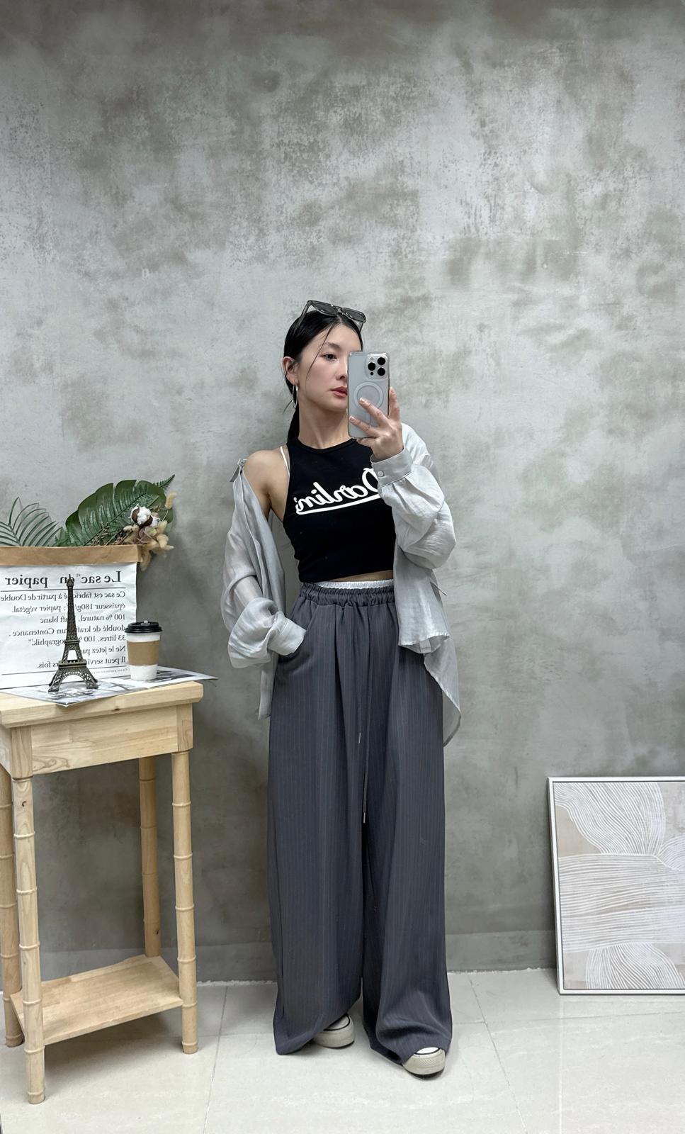 G01 拼色腰條子休閑褲