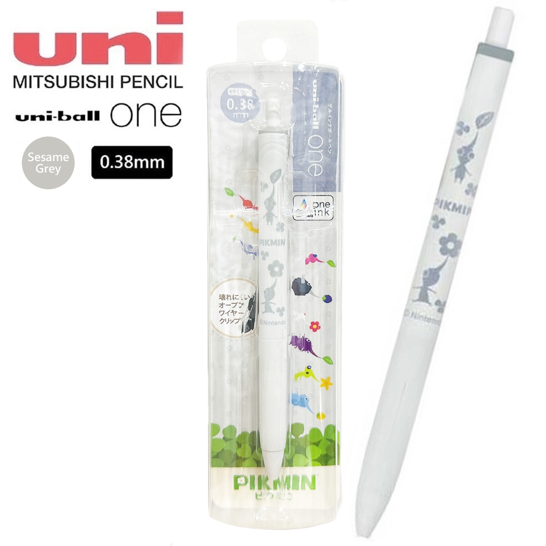 現貨｜皮克敏 Pikmin 三菱 uni-ball one 日本製 0.38mm 芝麻灰 Sesame Grey 啫喱筆 (706456)