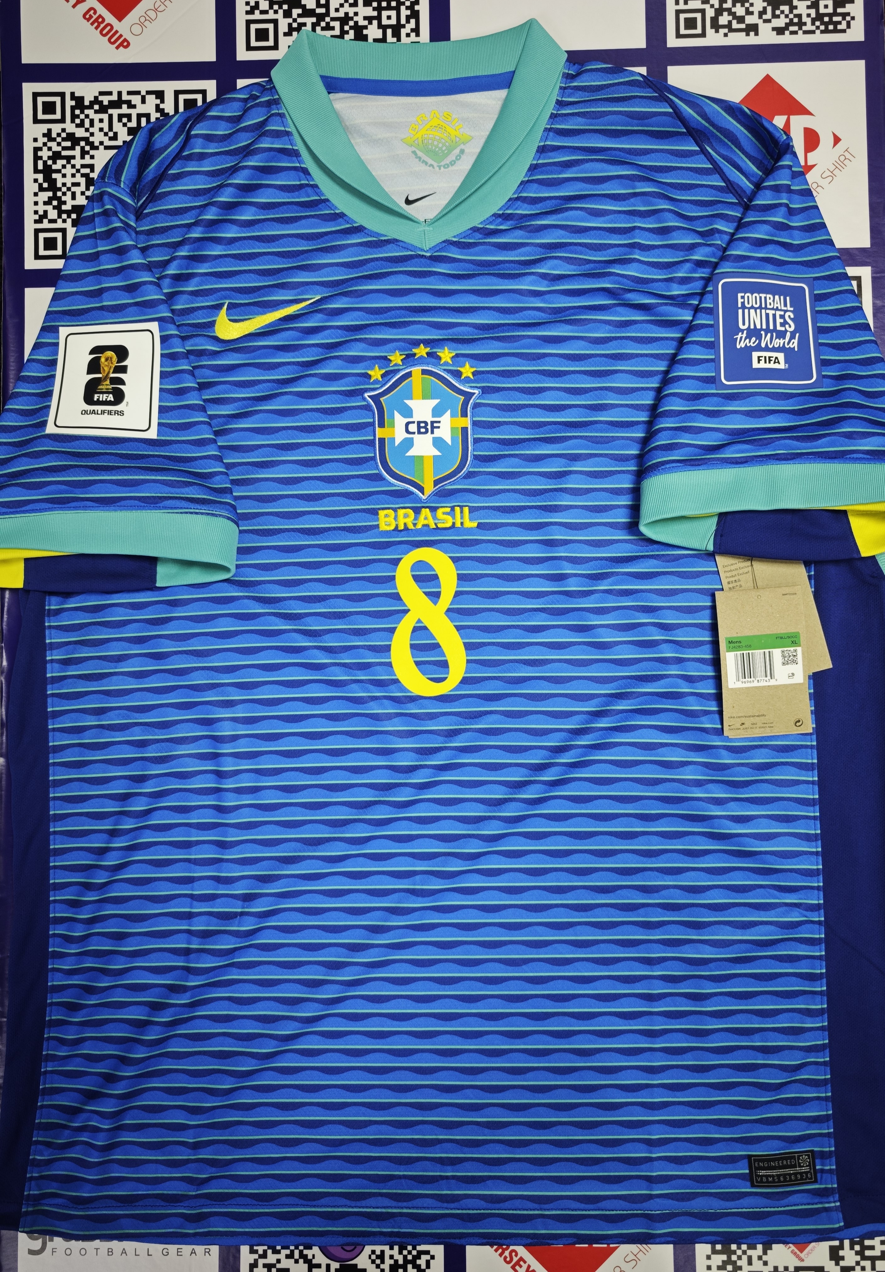 2024 巴西 客 Size XL 原裝L.PAQUETA世界盃外圍賽Fullset 