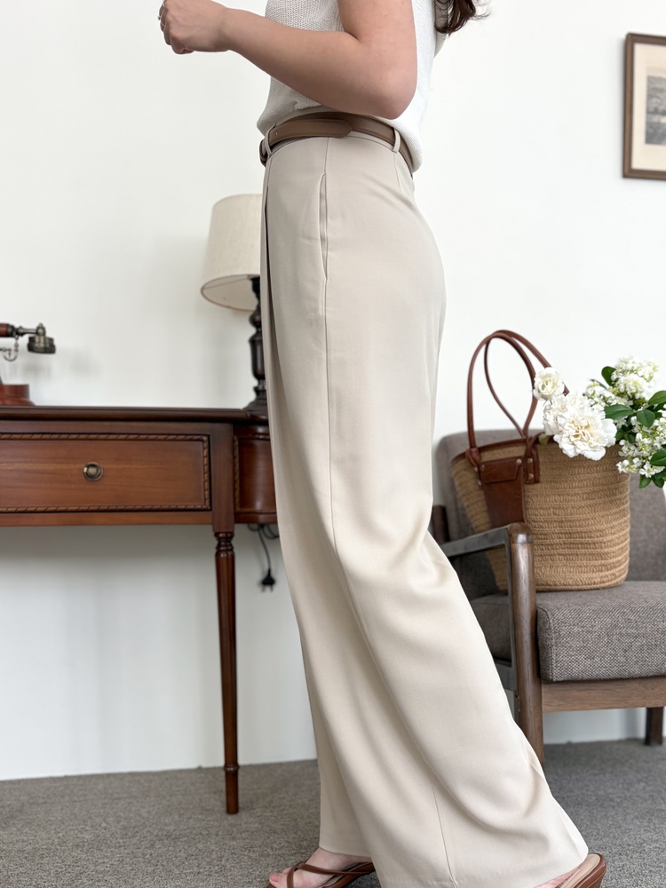 [輕薄!] Summer Timeless Rayon Pants (Light Beige)