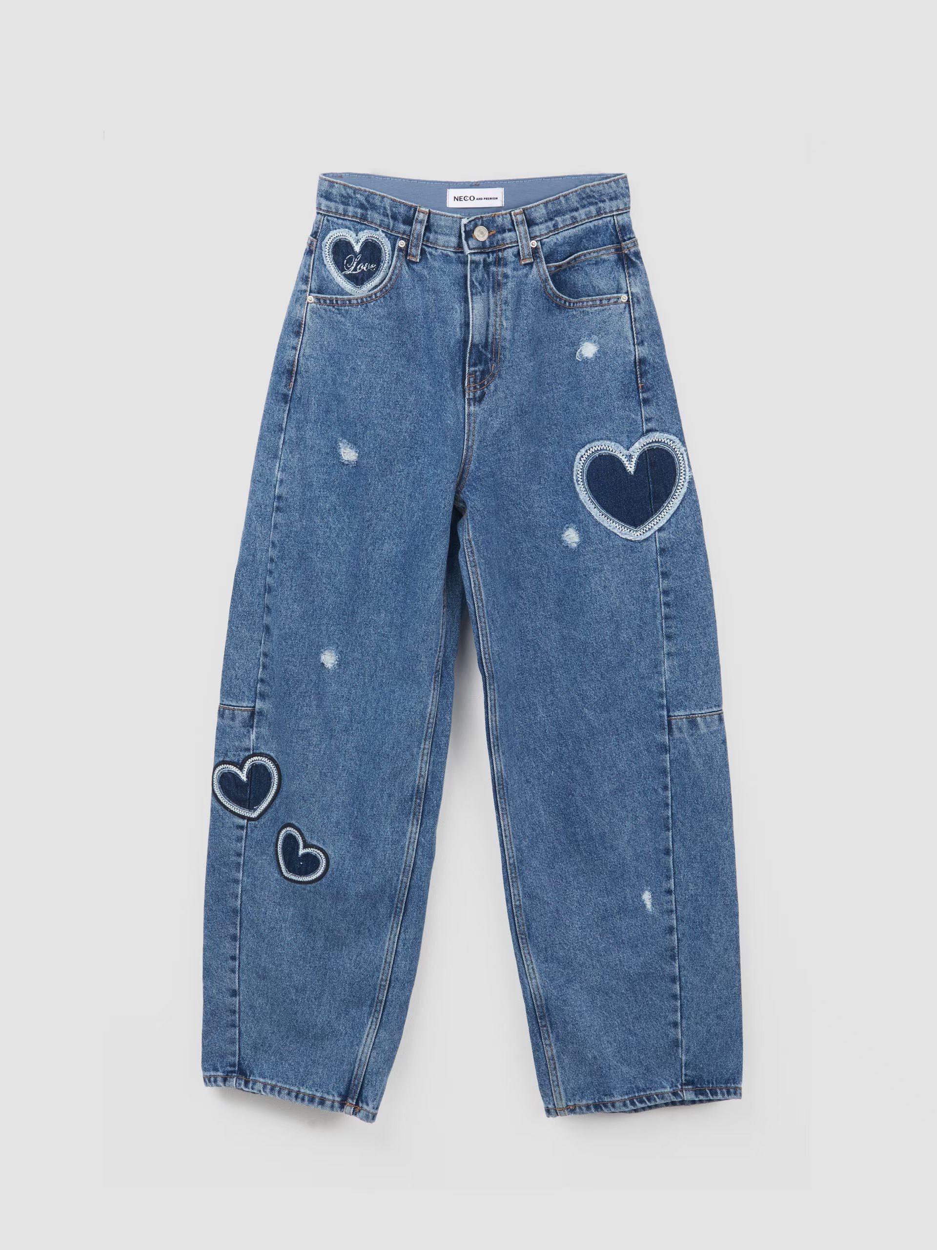 心心刺繡牛仔褲