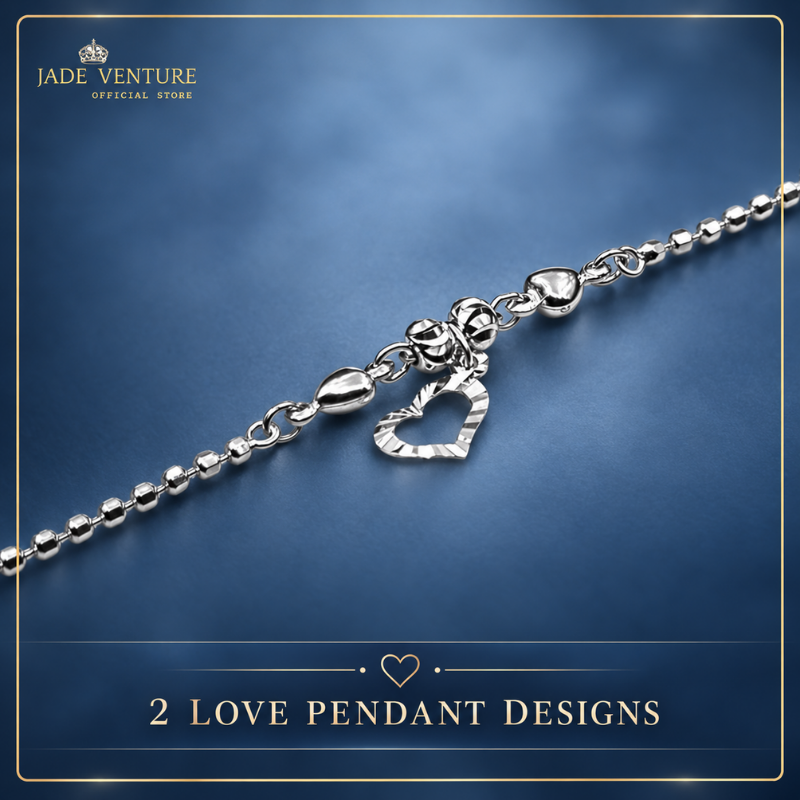 LAMB701 Heart Frame Pendant & Heart Beads Chain