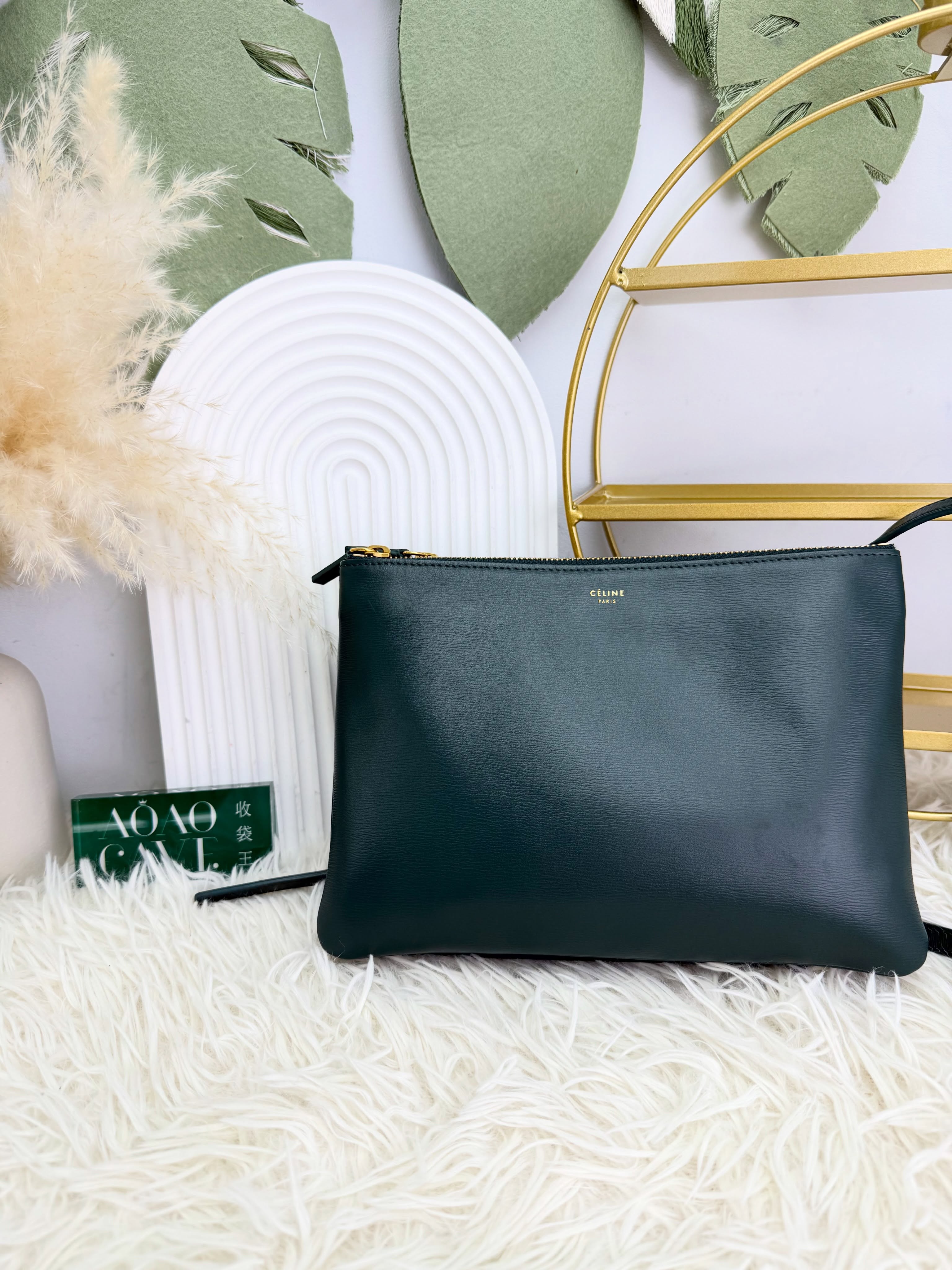 👜 PRE OWNED 🛍️Trio Bag深墨綠色 有塵袋 💚