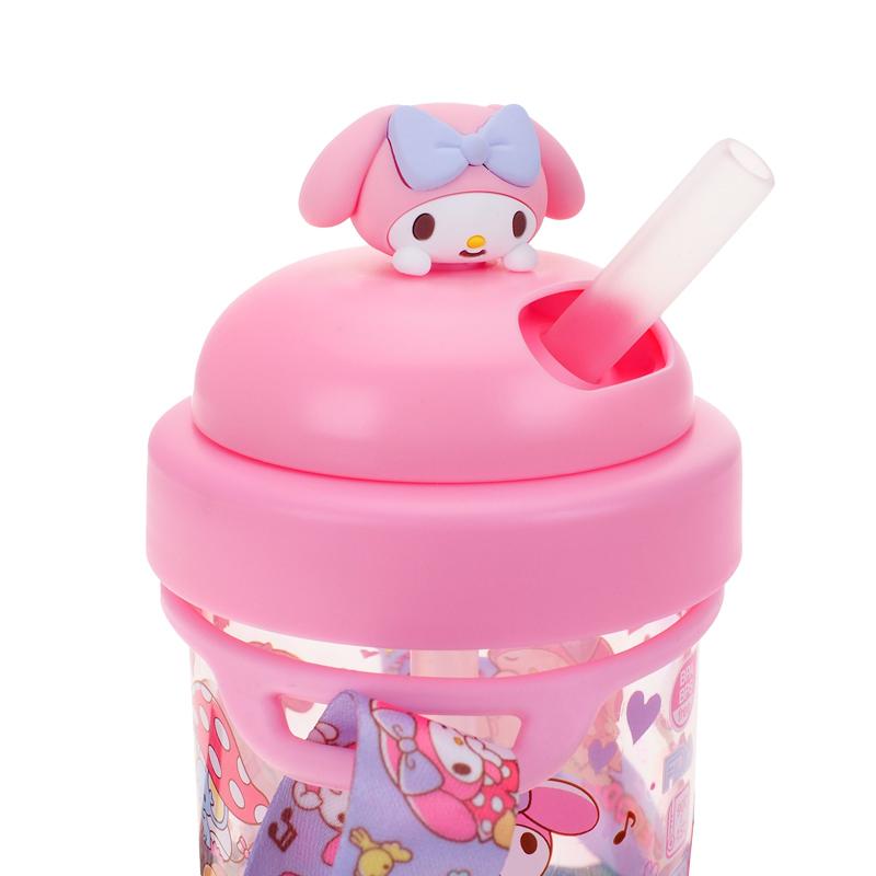 My Melody 330ml BPA & BPS Free Water Bottle with Straw Lid & Neck Strap 膠水樽連飲管及頸繩