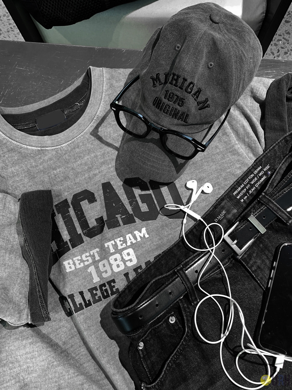 【100%保證韓國直送】美式復古噴染水洗 CHICAGO 印字短版短袖 Tee 👕 [5 color] RL114975