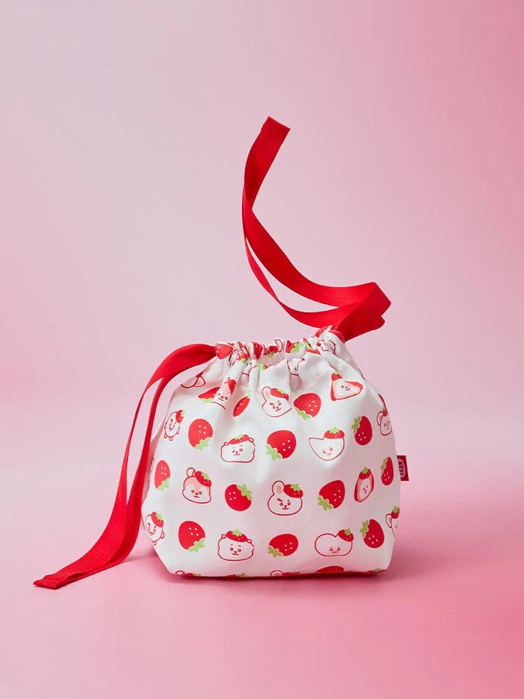 📦訂購 韓國代購 Line Friends BT21 STRING POUCH (STRAWBERRY PARTY) 索繩收納袋