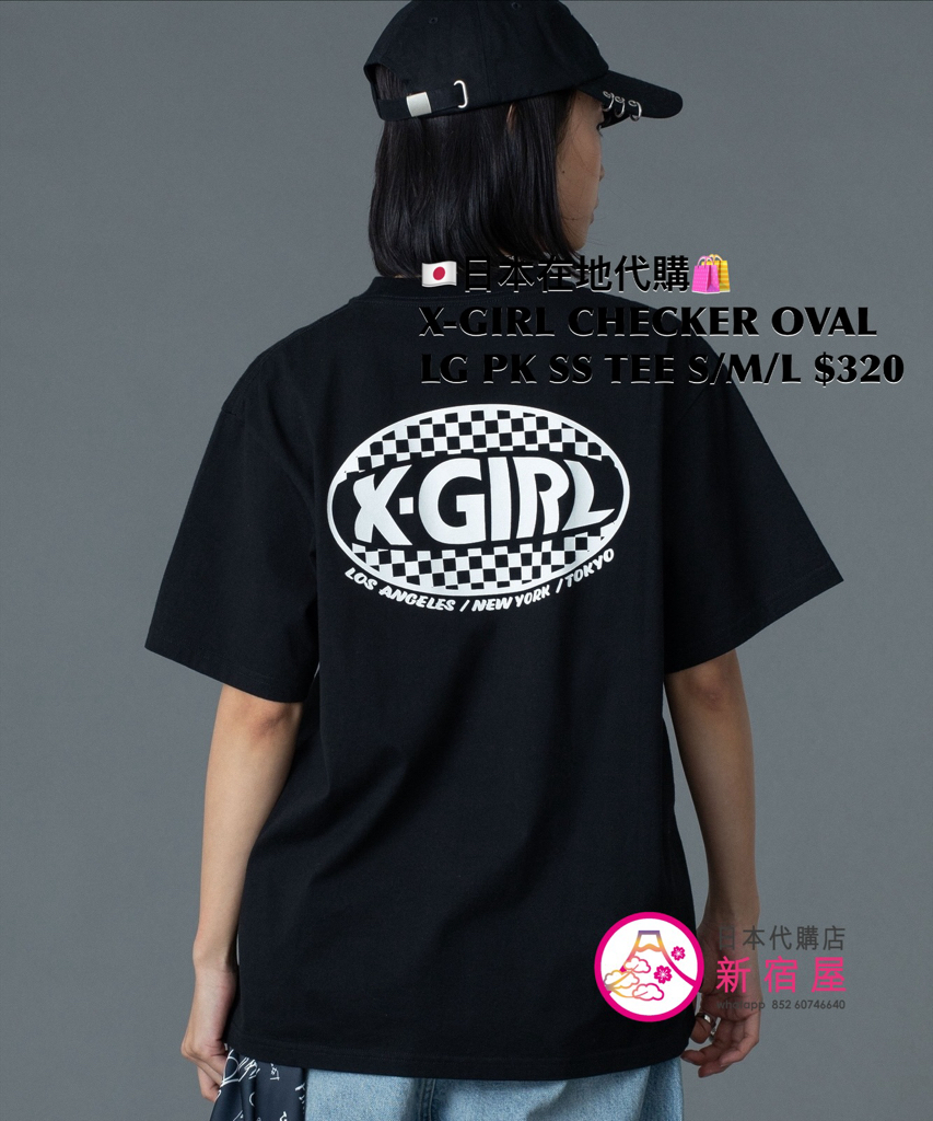 X-GIRL CHECKER OVAL LOGO POCKET S/S TEE