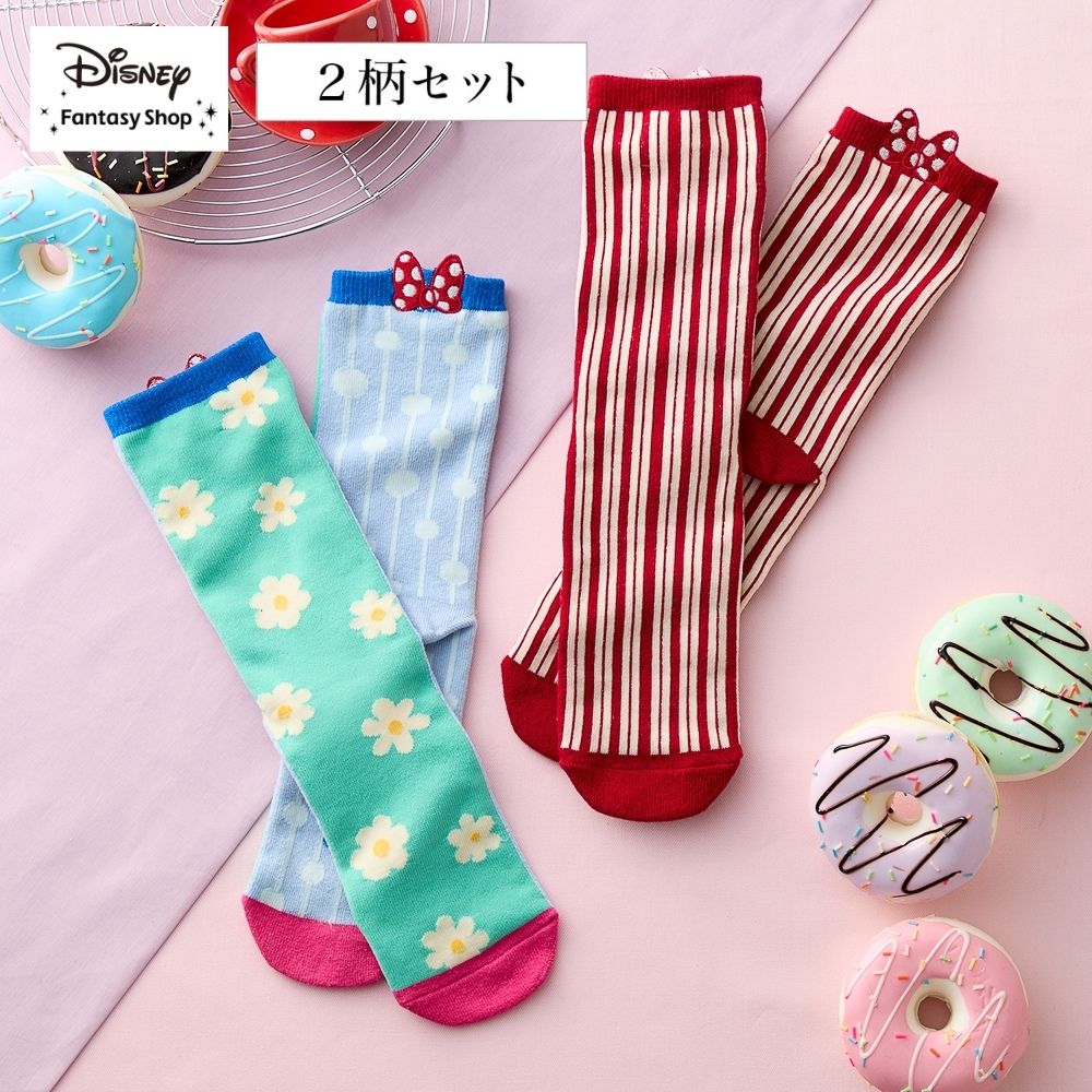 🆕【⭐訂購⭐】 🇯🇵日本直送🌀#Minnie 蝴蝶結刺繡 中筒襪套裝(1套2對)🌀[ELBA-0071][260308]