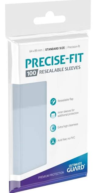 Ultimate Guard 100 - Standard Precise Fit Resealable Deck Protector Sleeves-Transparent