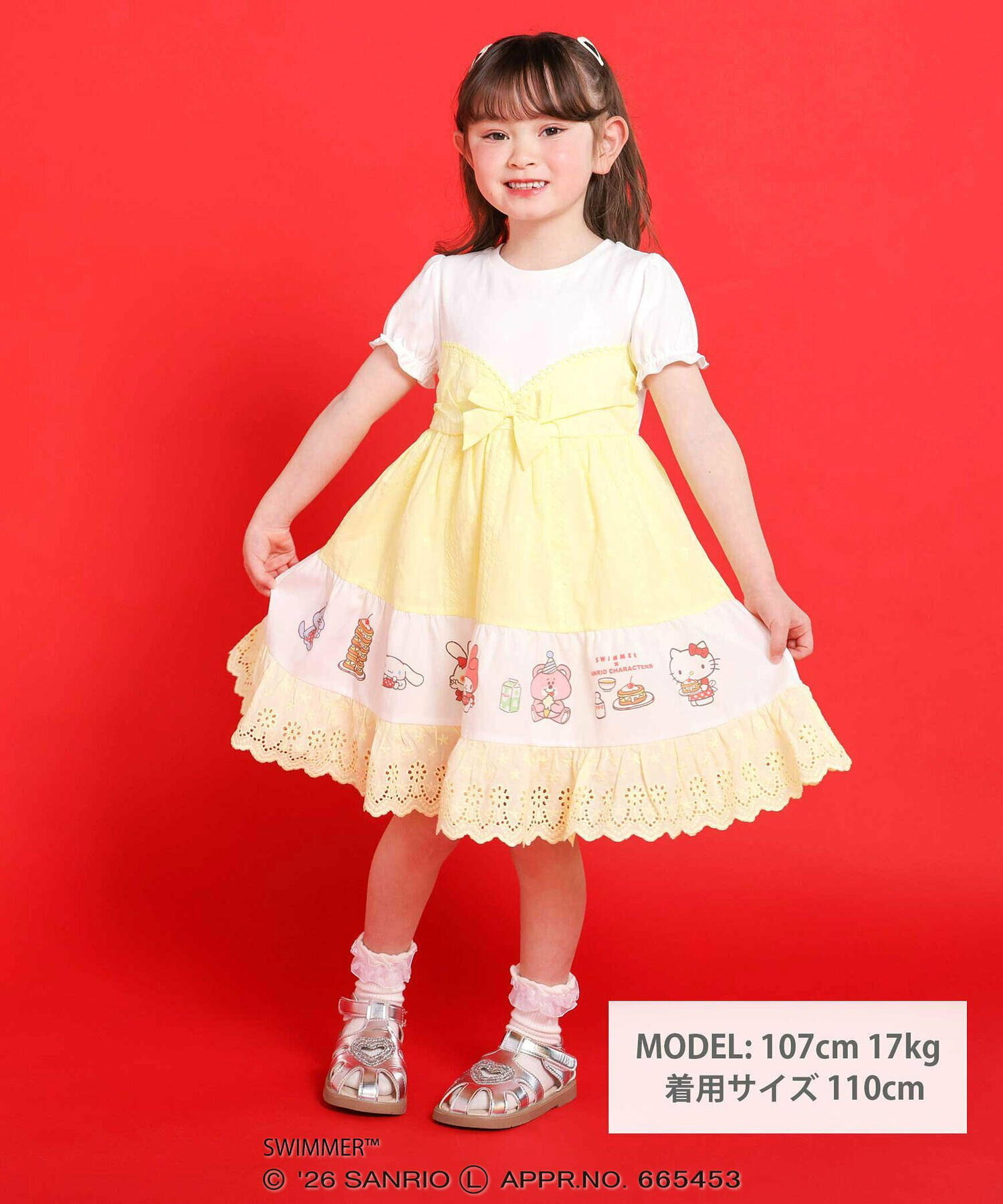 🇯🇵預訂 日本直送🇯🇵Slap Slip x Swimmer x Sanrio系列兩色人物印花蝴蝶結蕾絲短袖連身裙