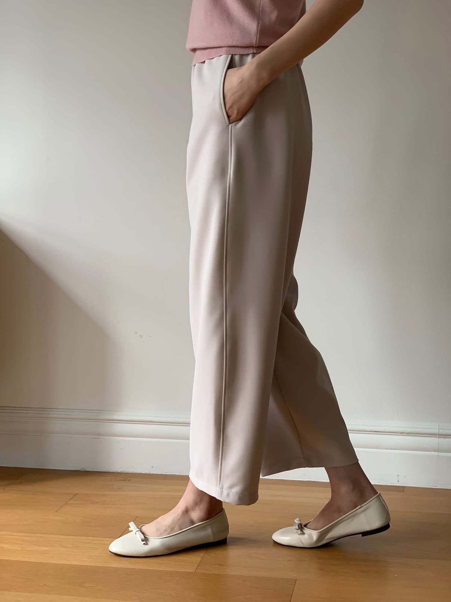 橡筋腰小蘿蔔cut直筒褲