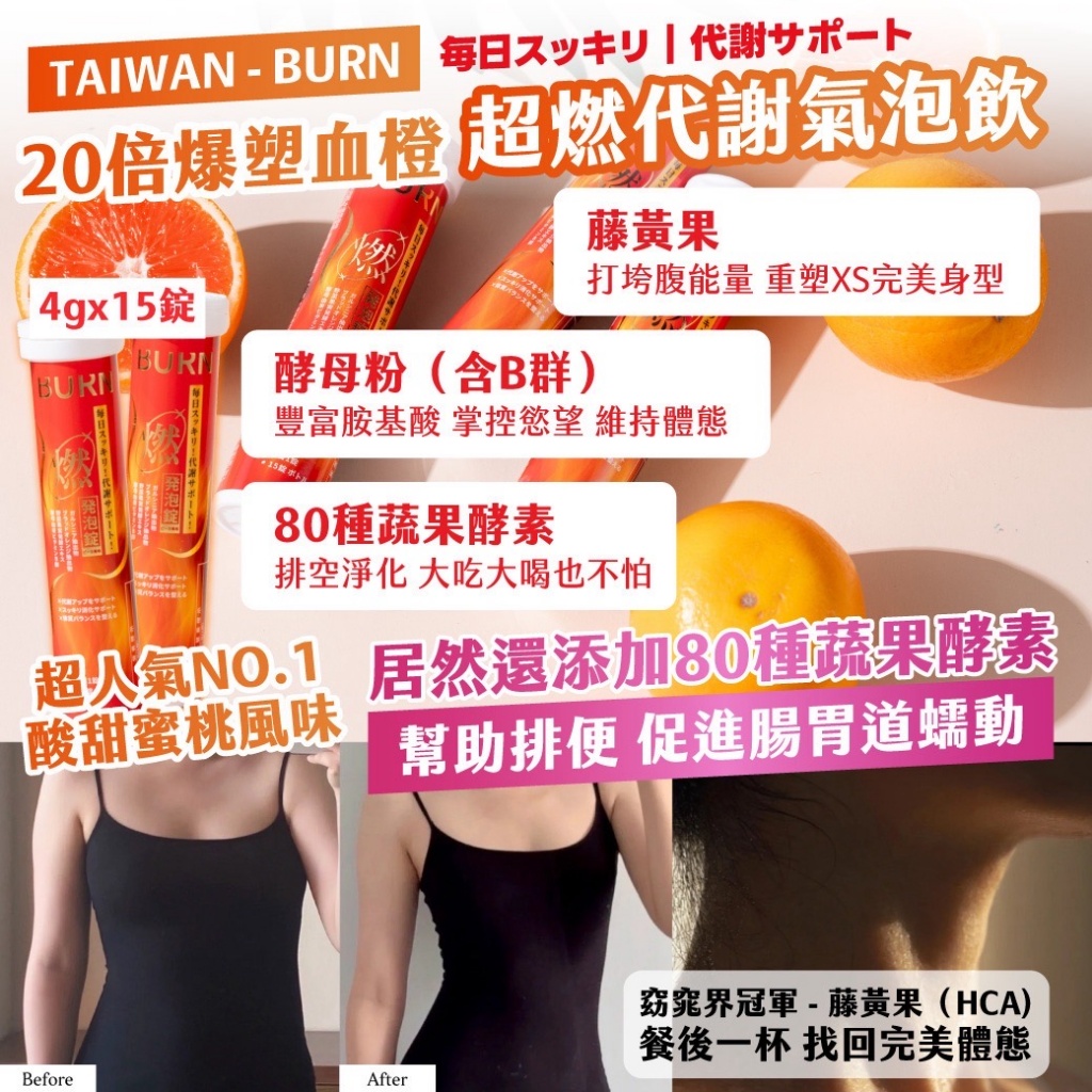 YW260467 - TAIWAN - BURN ｜20倍爆塑血橙 超燃代謝氣泡飲